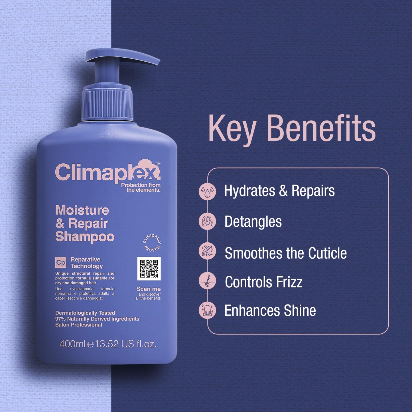 Climaplex Moisture and Repair Shampoo and Conditioner Set - Soothes and Purifies Scalp - Detangles Knots - Non-Greasy Formula - All Hair Types - 2 pcs Beauty & Personal Care Climaplex