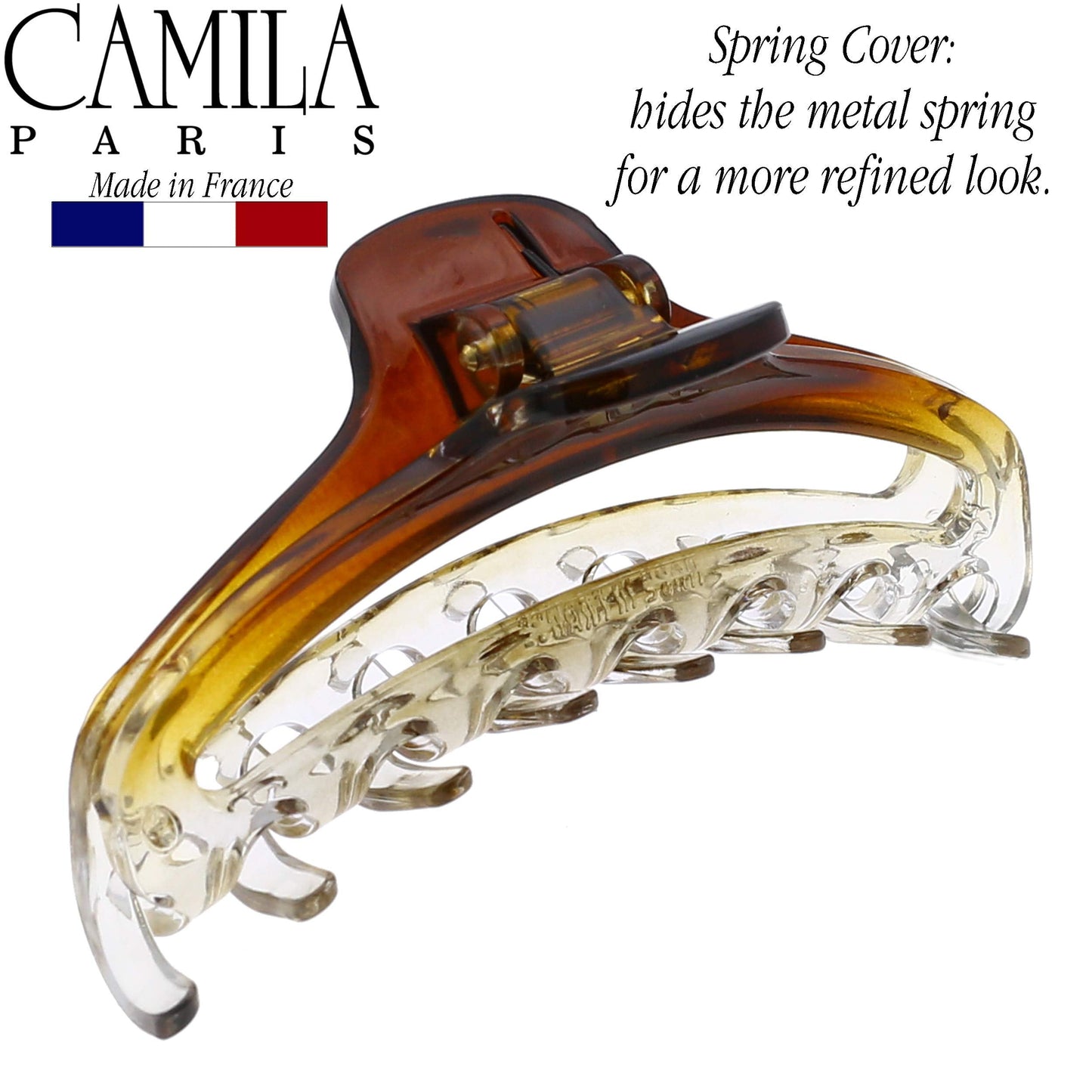 Camila Paris CP2380 French Hair Clip for Women, Medium Narrow, Brown / Cristal, Girls Hair Claw Clips Jaw Fashion Durable Styling Hair Accessories Beauty & Personal Care Camila