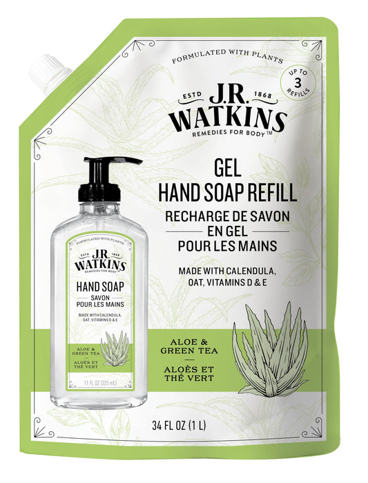 J.R. Watkins Hand Soap Refill, Aloe and Green Tea 34 fl Ounce Beauty & Personal Care J.R. Watkins