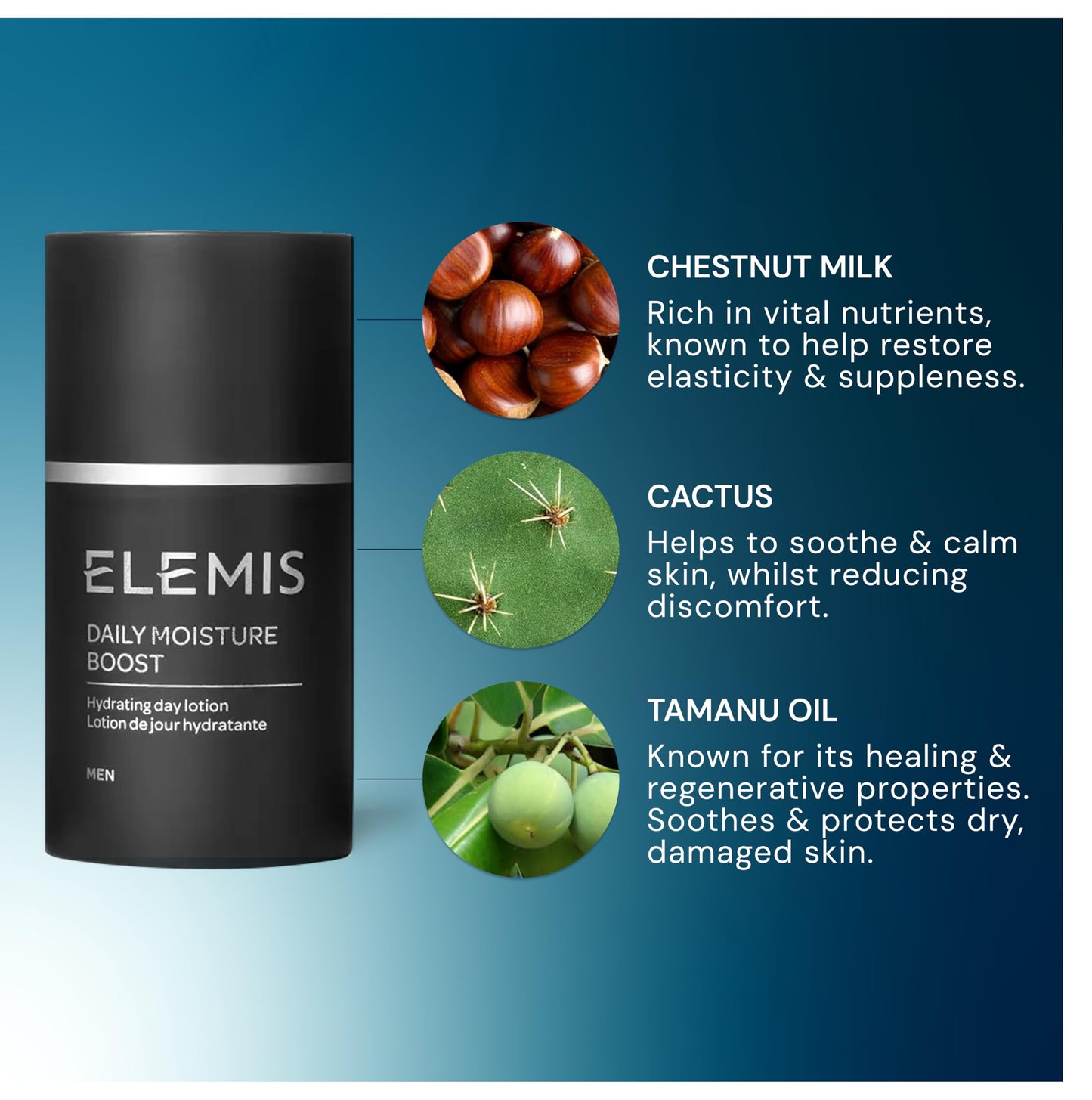 ELEMIS Daily Moisture Boost for Men - Lightweight Post-Shave Day Lotion Hydrates, Soothes, Nourishes, and Calms for Refreshed, Recharged Skin - 50 mL Beauty and Personal Care ELEMIS