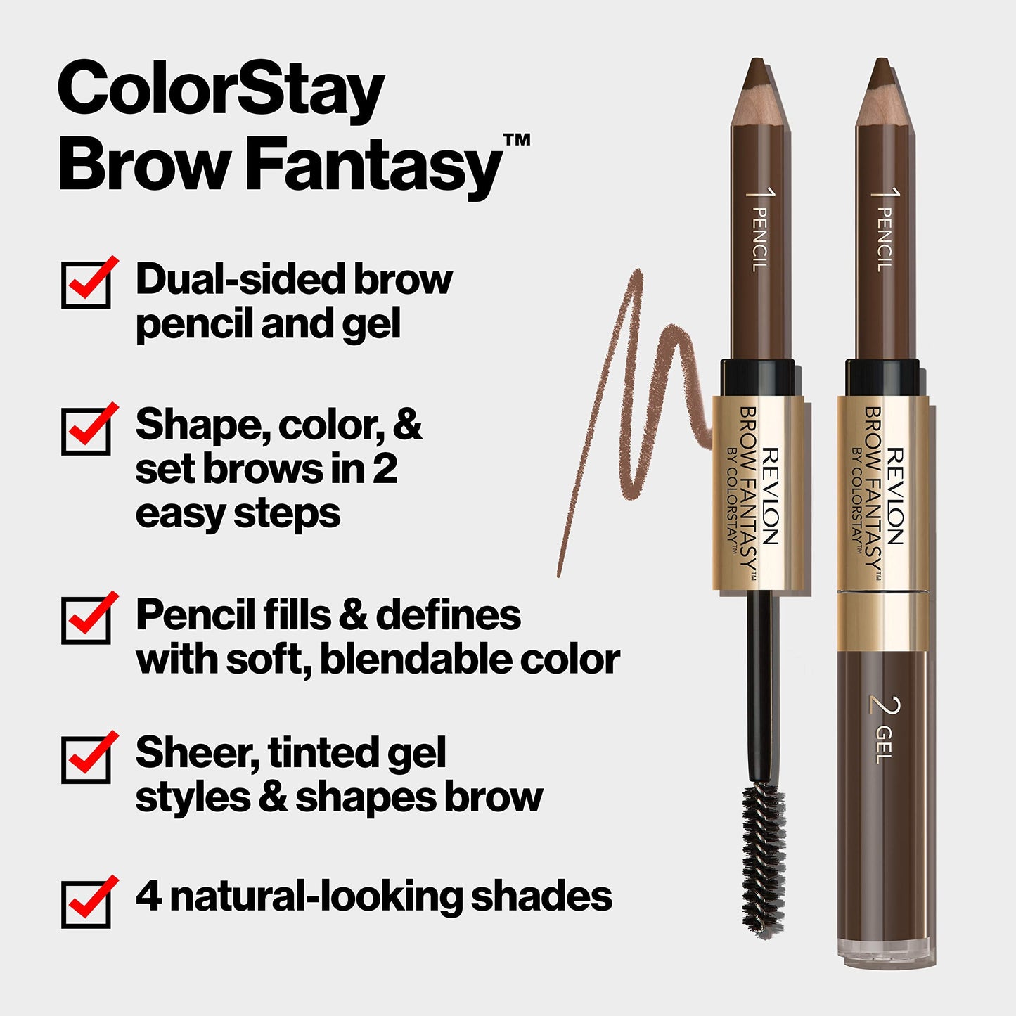 Revlon Brow Fantasy Pencil & Gel, Brunette [105] 0.051 Ounce Beauty & Personal Care REVLON