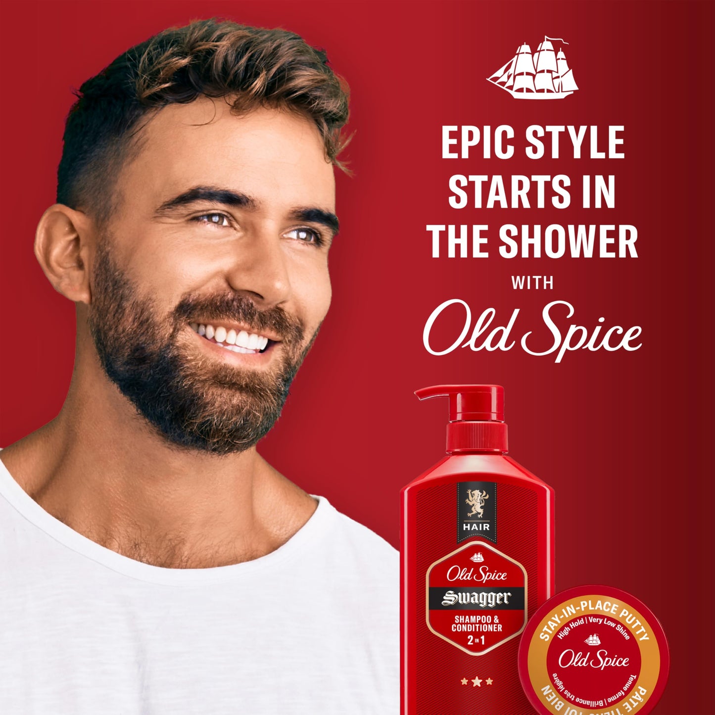 Old Spice Stay-In-Place Hair Styling Putty for Men, High Hold, Very Low Shine, 2.22 Oz Beauty & Personal Care Old Spice