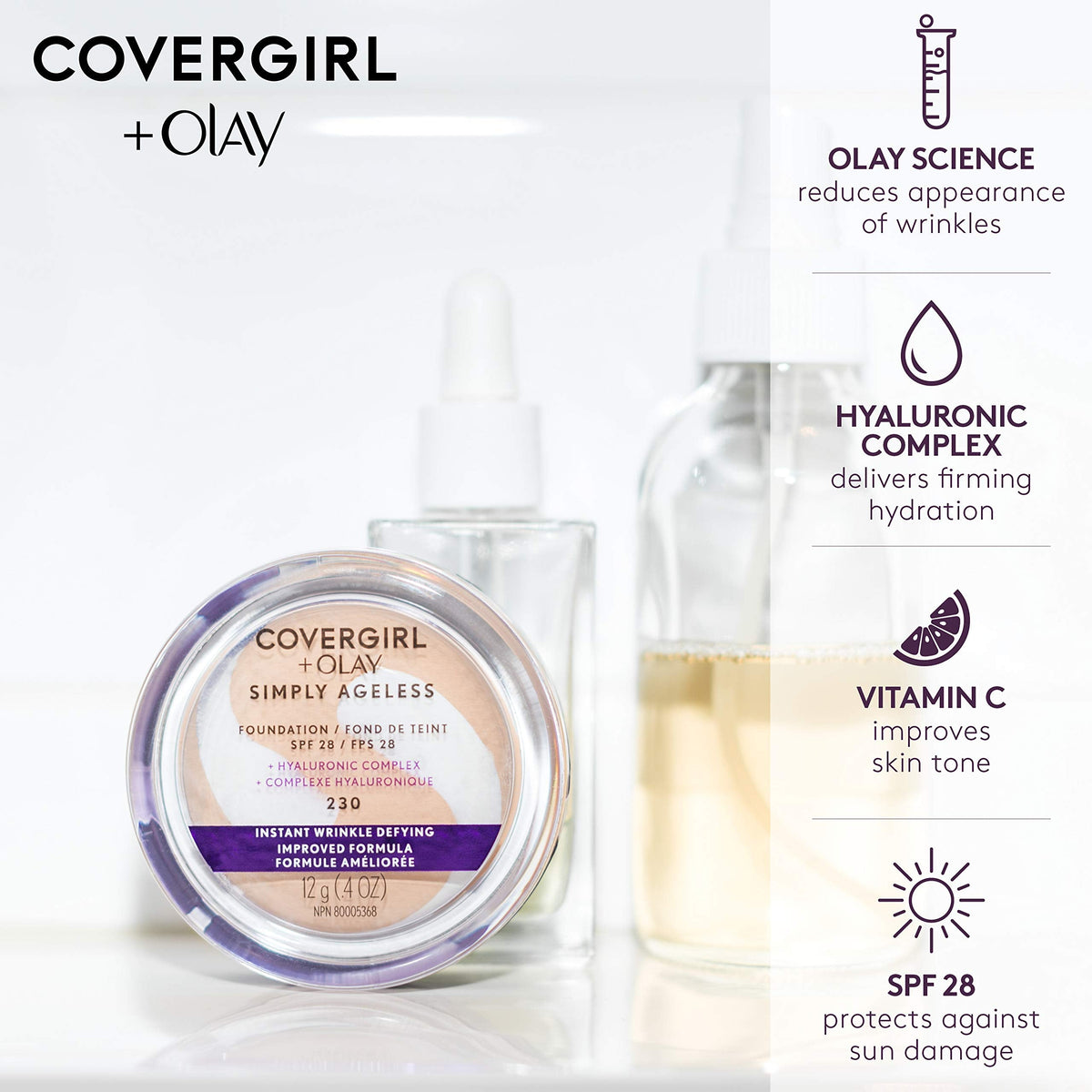 CoverGirl & Olay Simply Ageless Foundation, Creamy Beige 250, 0.40-Ounce Package Beauty & Personal Care COVERGIRL