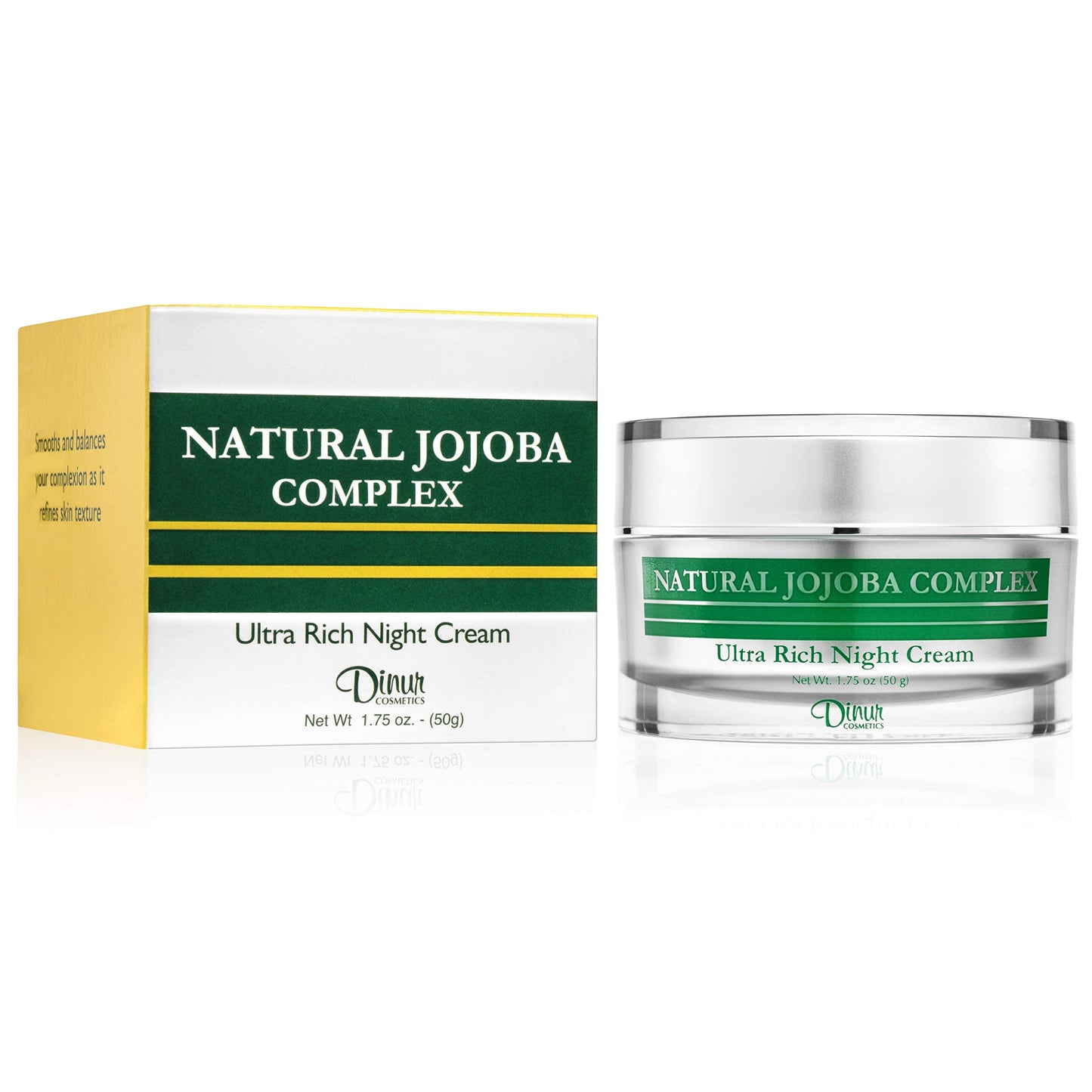 Dinur Cosmetics Natural Jojoba Complex Ultra Rich Night Cream Ultra Hydrating Moisturizer for Flakiness Dryness 1.75 oz/50 g Beauty & Personal Care Dinur Cosmetics