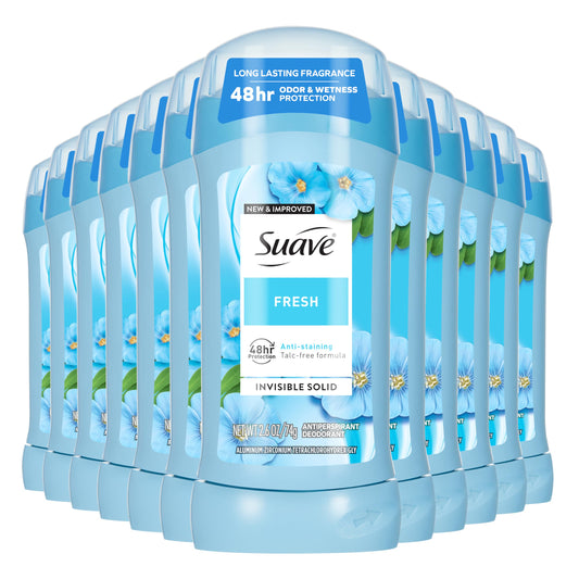 Suave Antiperspirant Deodorant For Women, Invisible Underarm Deodorant, 48hr Odor & Wetness Protection, Fresh, Sensitive Skin Deodorant Solid Stick Beauty and Personal Care Suave