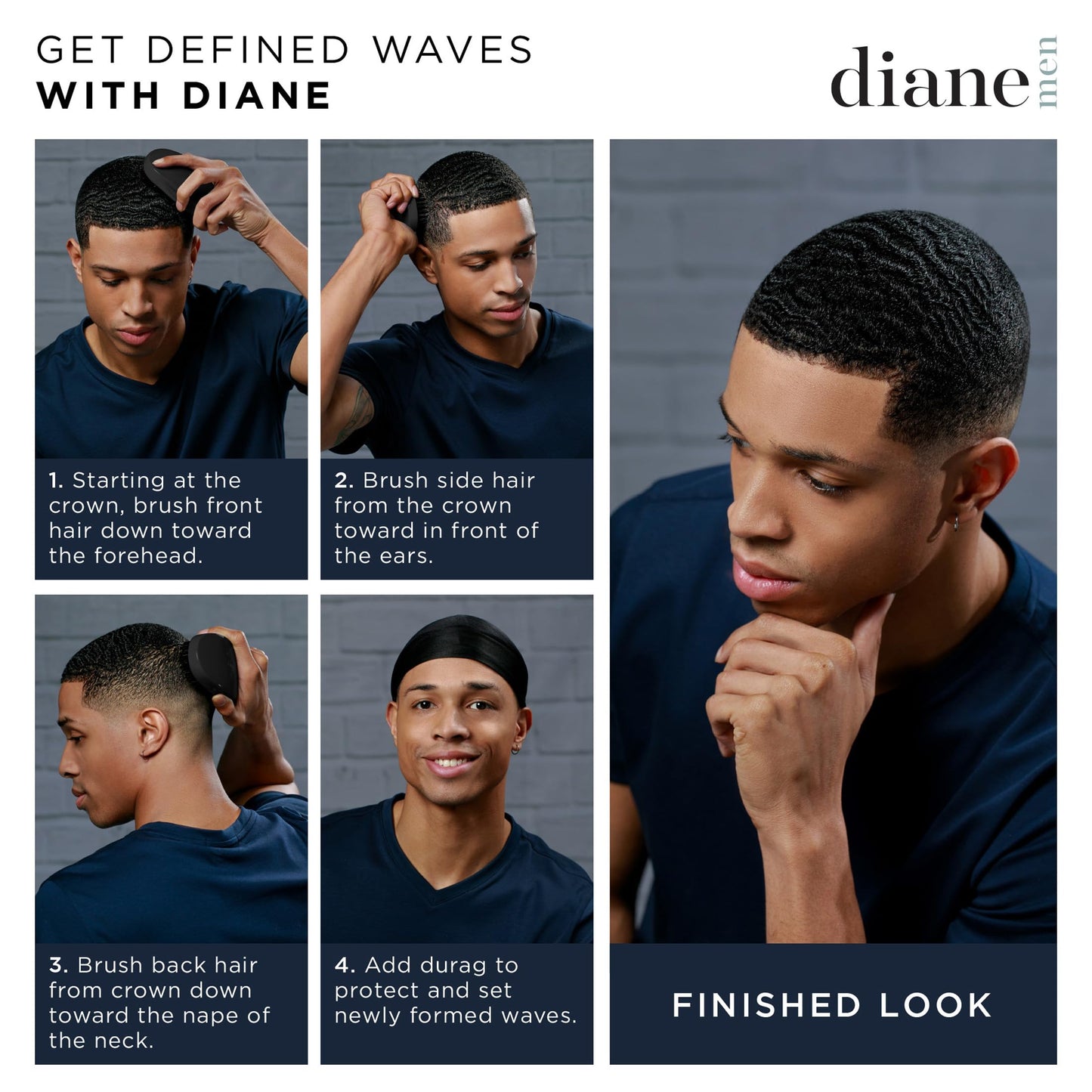 Diane 100% Boar Bristle Military Brush for Men and Women - Waves, Detangling, Smoothing Fine to Medium Hair, Restores Shine and Texture Beauty & Personal Care Diane