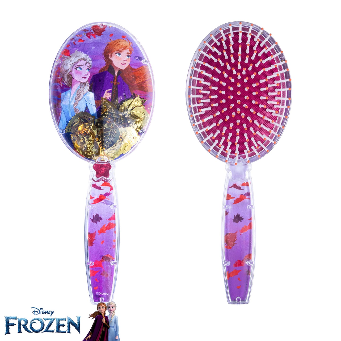 Disney Frozen Hair Brush with Magical Sparkling Leaves Confetti featuring Anna and Elsa for Girls, Purple - Kids Ages 3+ Beauty & Personal Care LUV HER