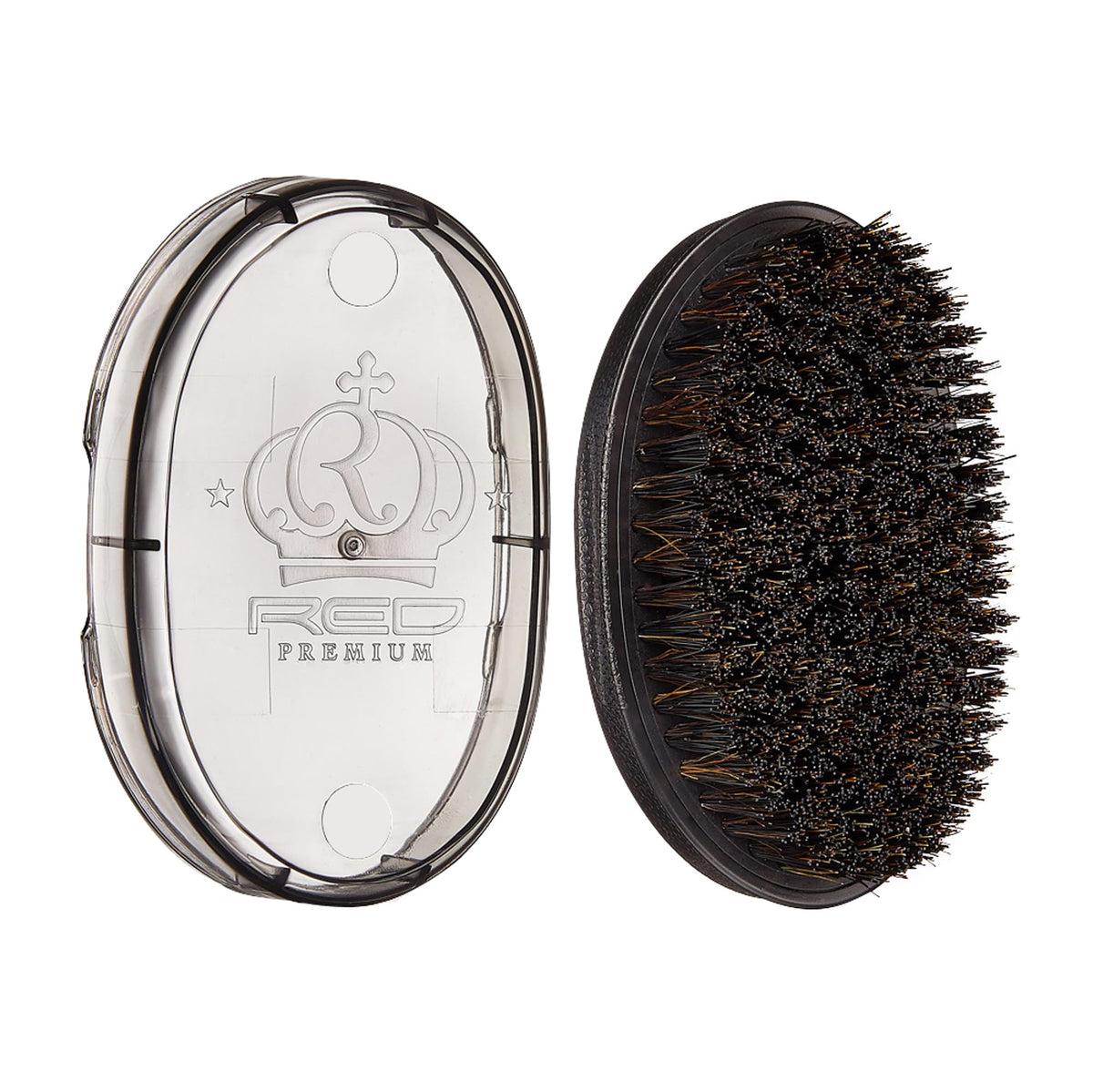 Red by Kiss Premium Pocket Wave Bow Wow Curved Palm Brush - Boar Bristles for 360 Waves, Curved Design for Precision Control, Ideal for Coarse, Curly,