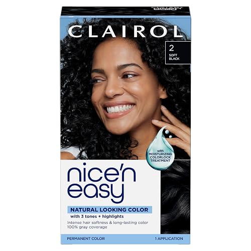 Clairol Nice'n Easy Permanent Hair Dye, 2 Black | 100% Gray Coverage | Long?Lasting, Natural?Looking Color & Shine | Pack of 1 Beauty & Personal Care Clairol