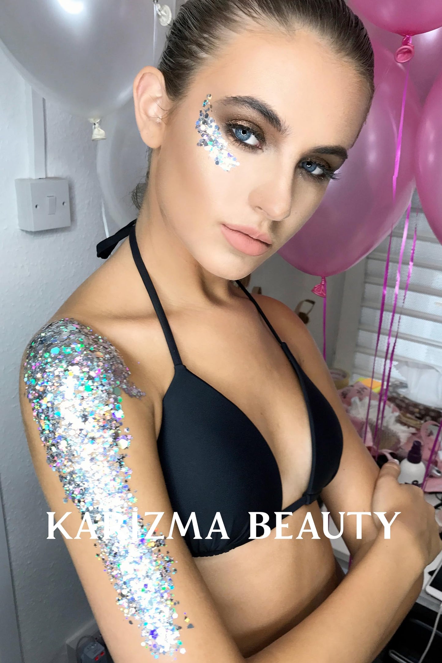 KARIZMA Holographic Silver Body Glitter. 10g Chunky Face, Hair, Eye and Body for Women. Rave, Festival Accessories, Cosmetic Makeup. Loose Set Beauty & Personal Care KARIZMA