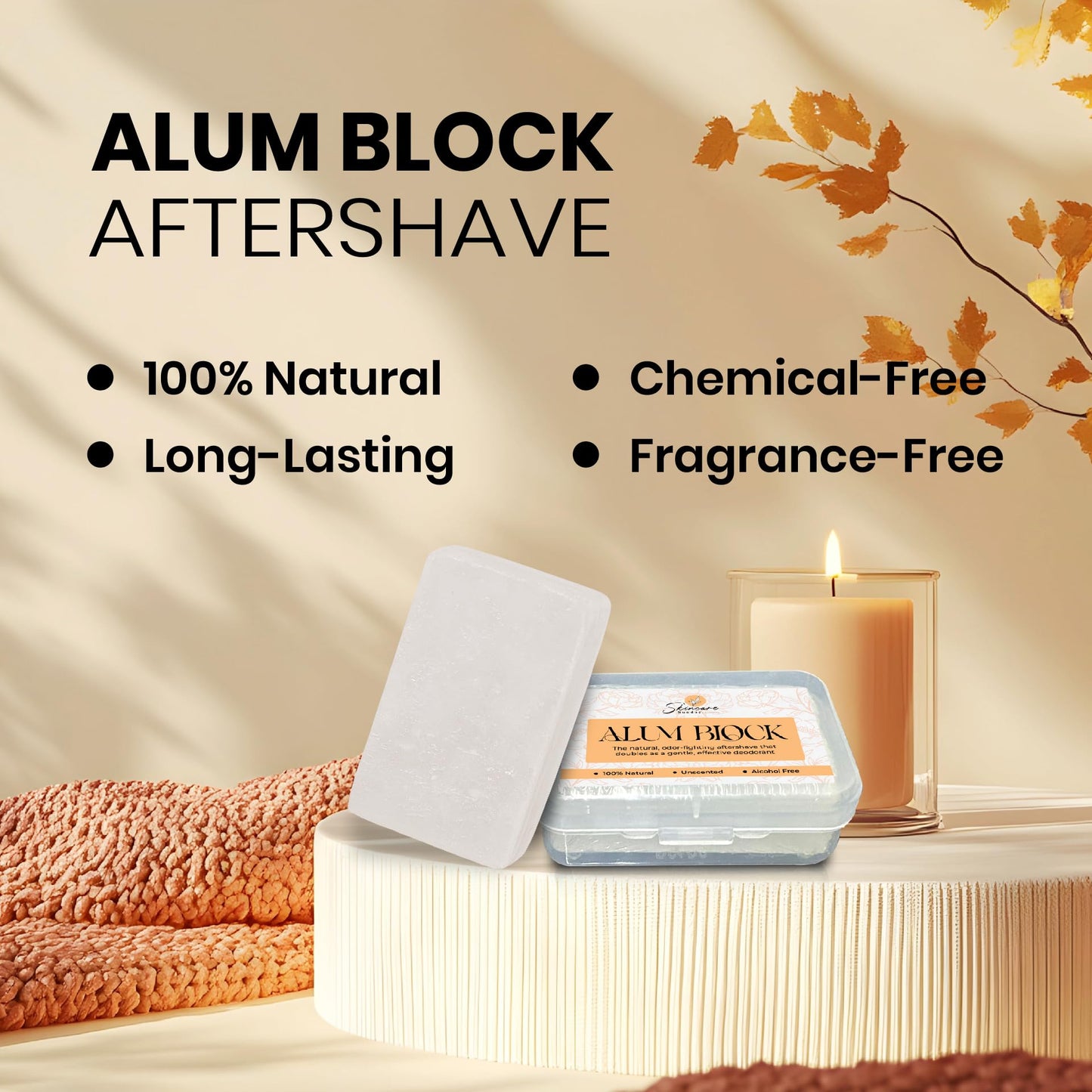 SKINCARE SUNDAY Alum Block - 100% Natural Freshness-Enhancing Aftershave - Unscented - Alcohol-Free - Travel-Friendly Skincare Solution - Pack of 3 Beauty and Personal Care SKINCARE SUNDAY