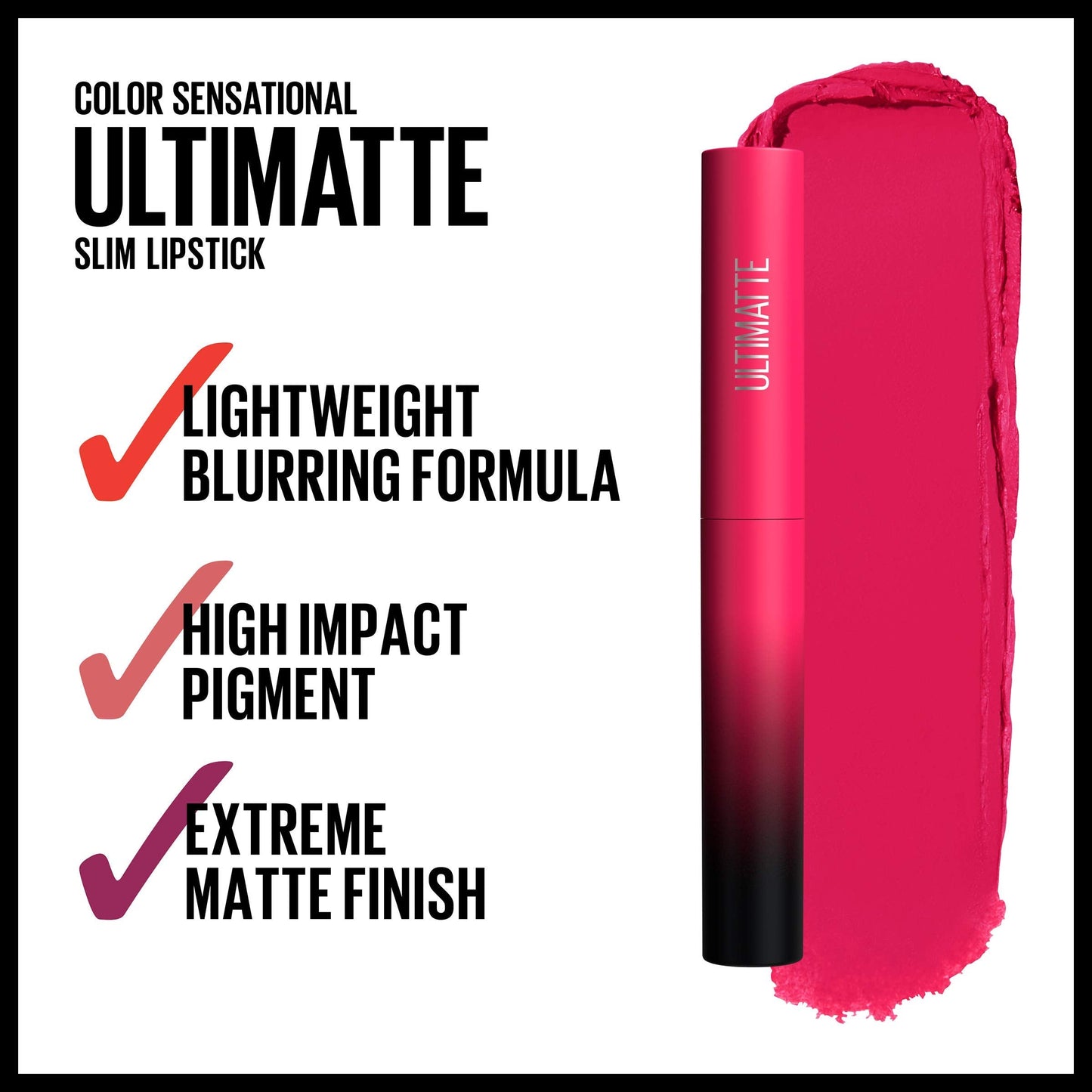 Maybelline Color Sensational Ultimatte Matte Lipstick, Non-Drying, Intense Color Pigment, More Magenta, Magenta Pink, 1 Count Beauty & Personal Care MAYBELLINE