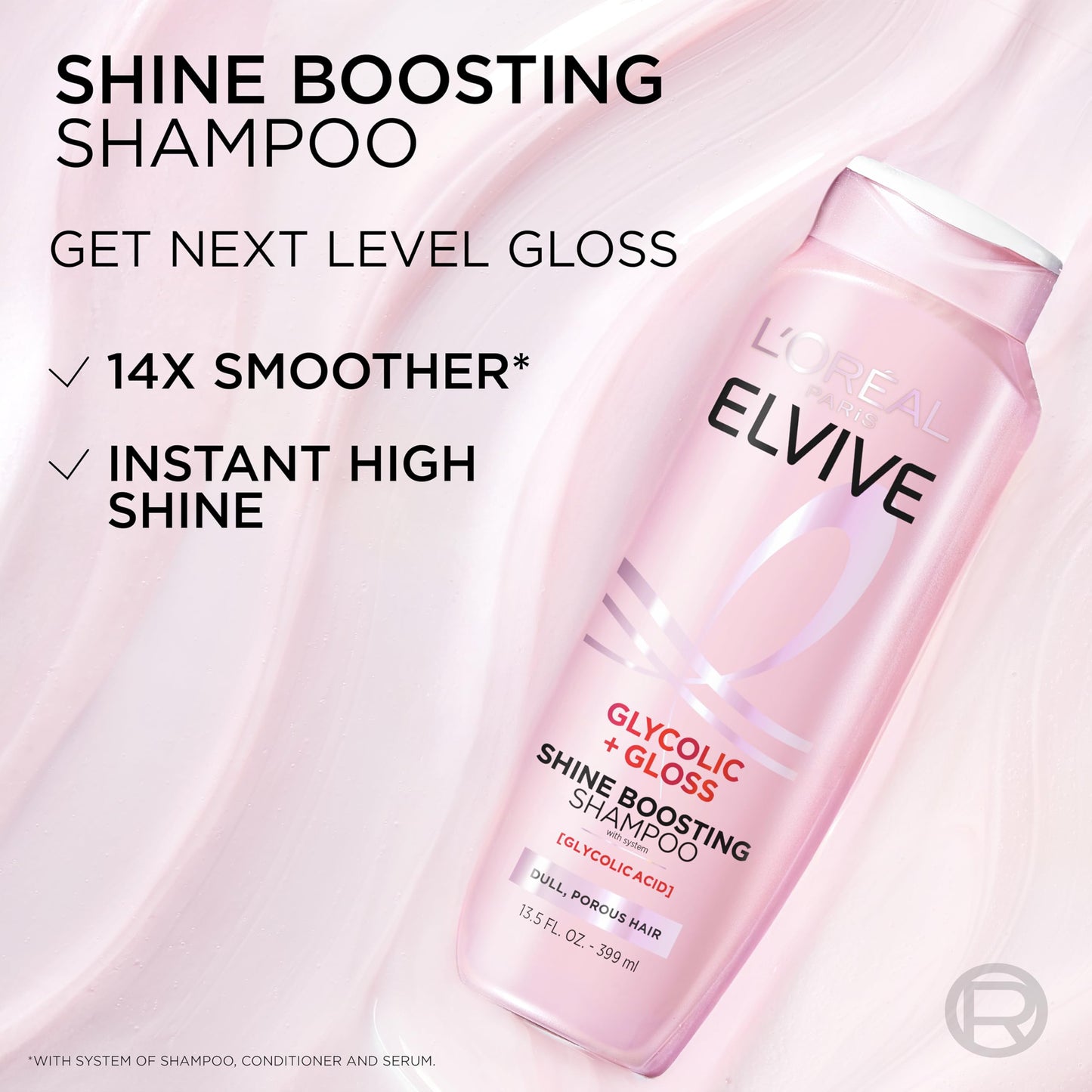 L'Oreal Paris Elvive Glycolic + Gloss Shine Boosting Shampoo and Conditioner Set, Cleanses and Smooths Dull, Porous Hair Into High-Shine, Glossy Hair Beauty & Personal Care L'Oreal Paris