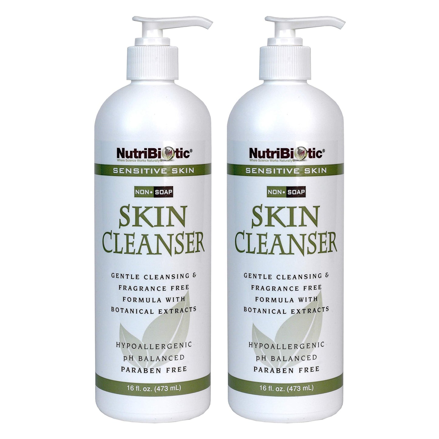NutriBiotic - Sensitive Skin Non-Soap Skin Cleanser, 16 Oz Twin Pack with GSE (Citricidal) | pH Balanced, Hypoallergenic & Biodegradable | Free Beauty & Personal Care NutriBiotic