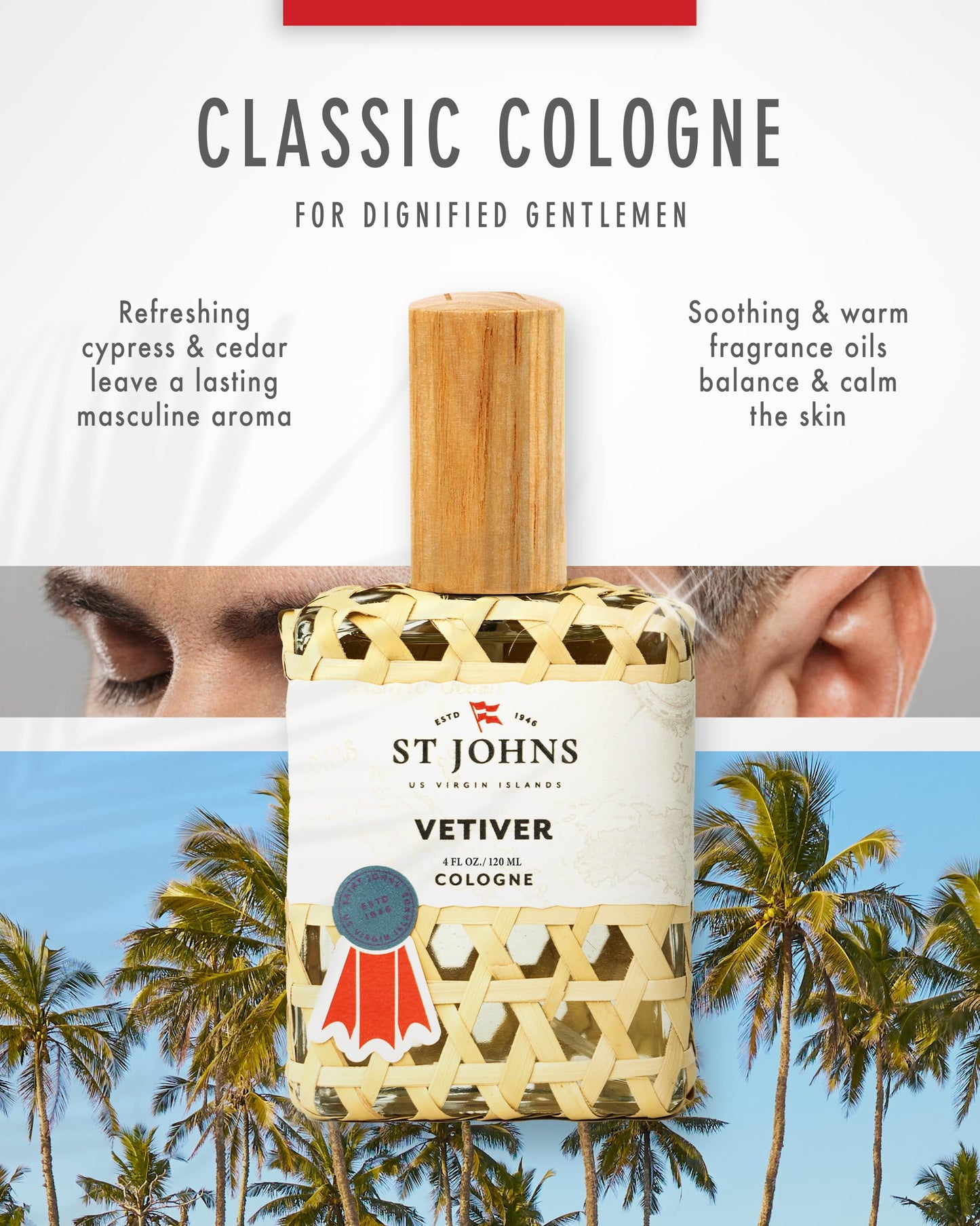 St. John Classic Vetiver | New Virgin Islands Inspired Fresh Cologne Scent | Sophisticated Fragrance for Men (4 oz Spray) Beauty & Personal Care St. John