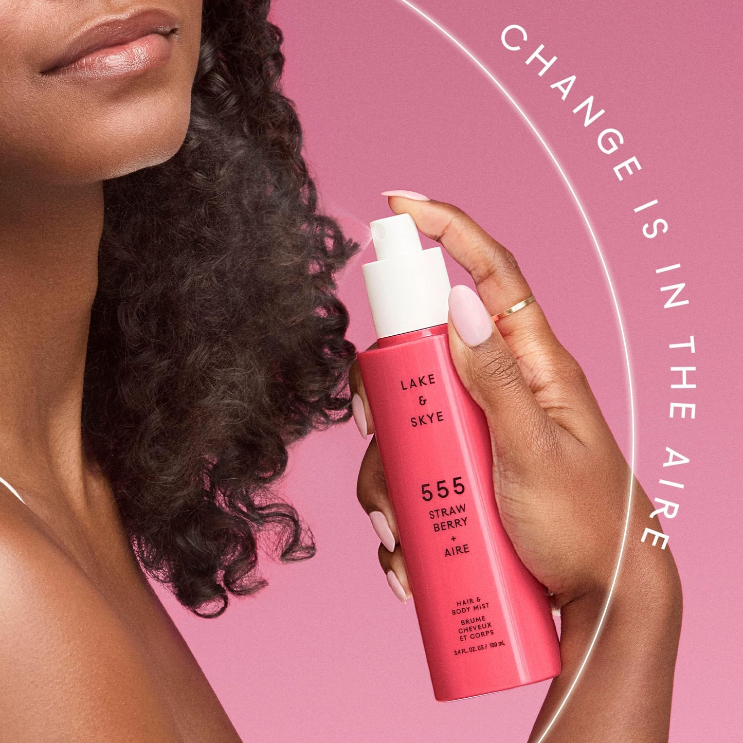 Lake & Skye 555 Strawberry + Aire Hair & Body Mini Mist - Travel Size, Hydrating, Fruity - 1 fl oz Beauty & Personal Care Lake & Skye