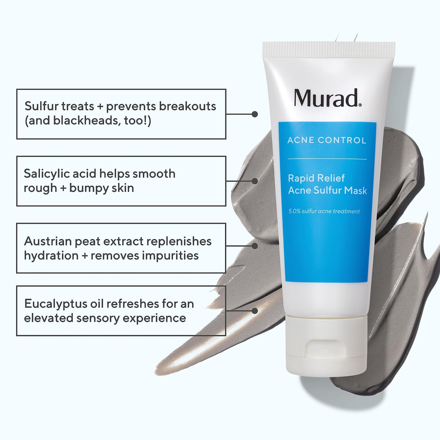 Murad Rapid Relief Acne Sulfur Mask - Clay Mask with Salicylic Acid, 5% Sulfur, and Austrian Peat Reduces Oil, Minimizes Breakouts, Reduces Pimple Beauty & Personal Care Murad