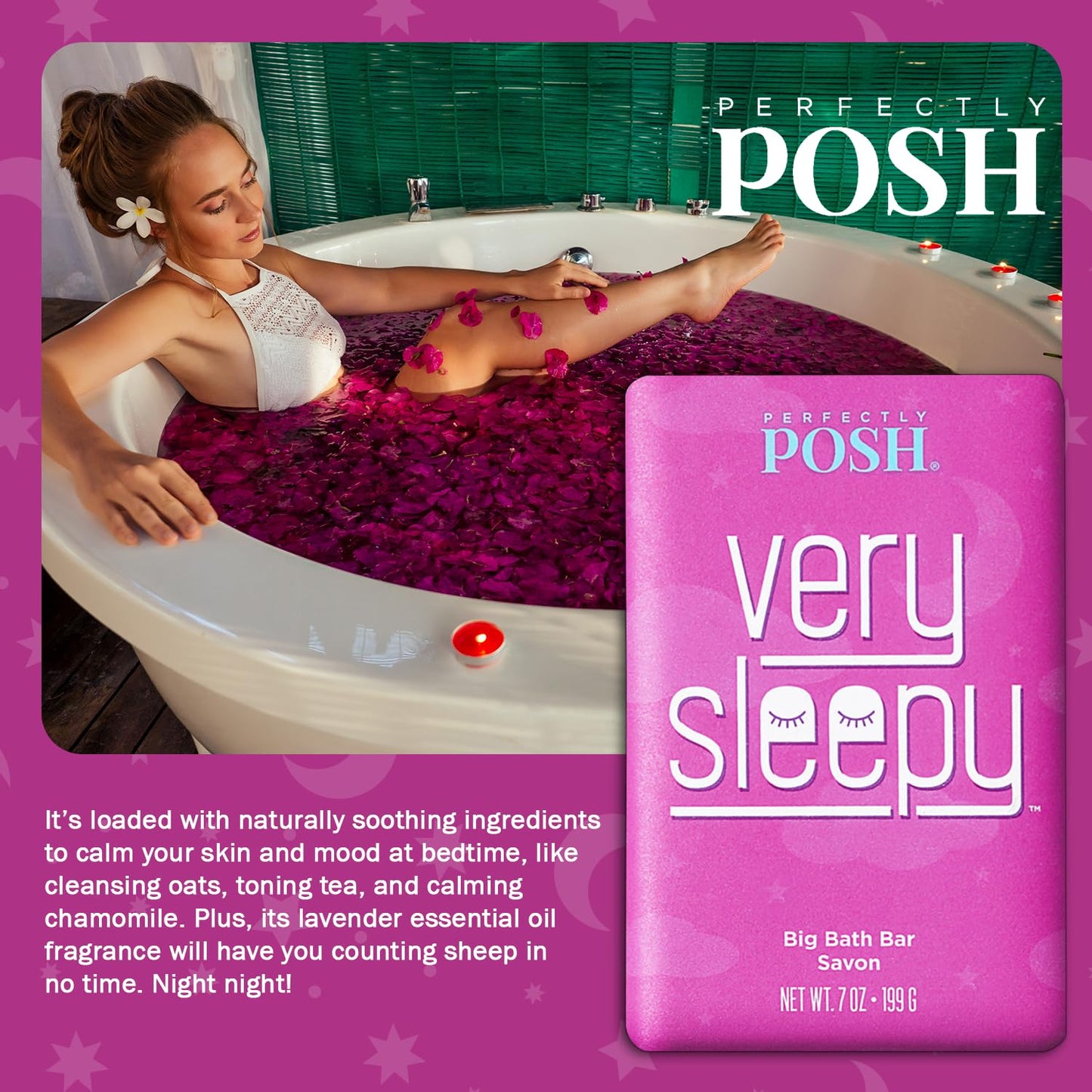 Perfectly Posh - Very Serene Big Bath Soap Bar - Soothing and Moisturizing Soap with Lavender & Shea Butter - for Rejuvenating Bath Time - 7oz Beauty & Personal Care Perfectly Posh