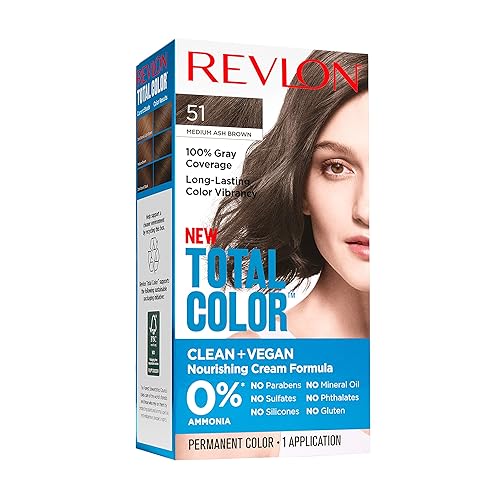 Revlon Total Color Permanent Hair Color, Clean and Vegan, 100% Gray Coverage Hair Dye, 51 Medium Ash Brown, 3.5 oz Beauty & Personal Care REVLON