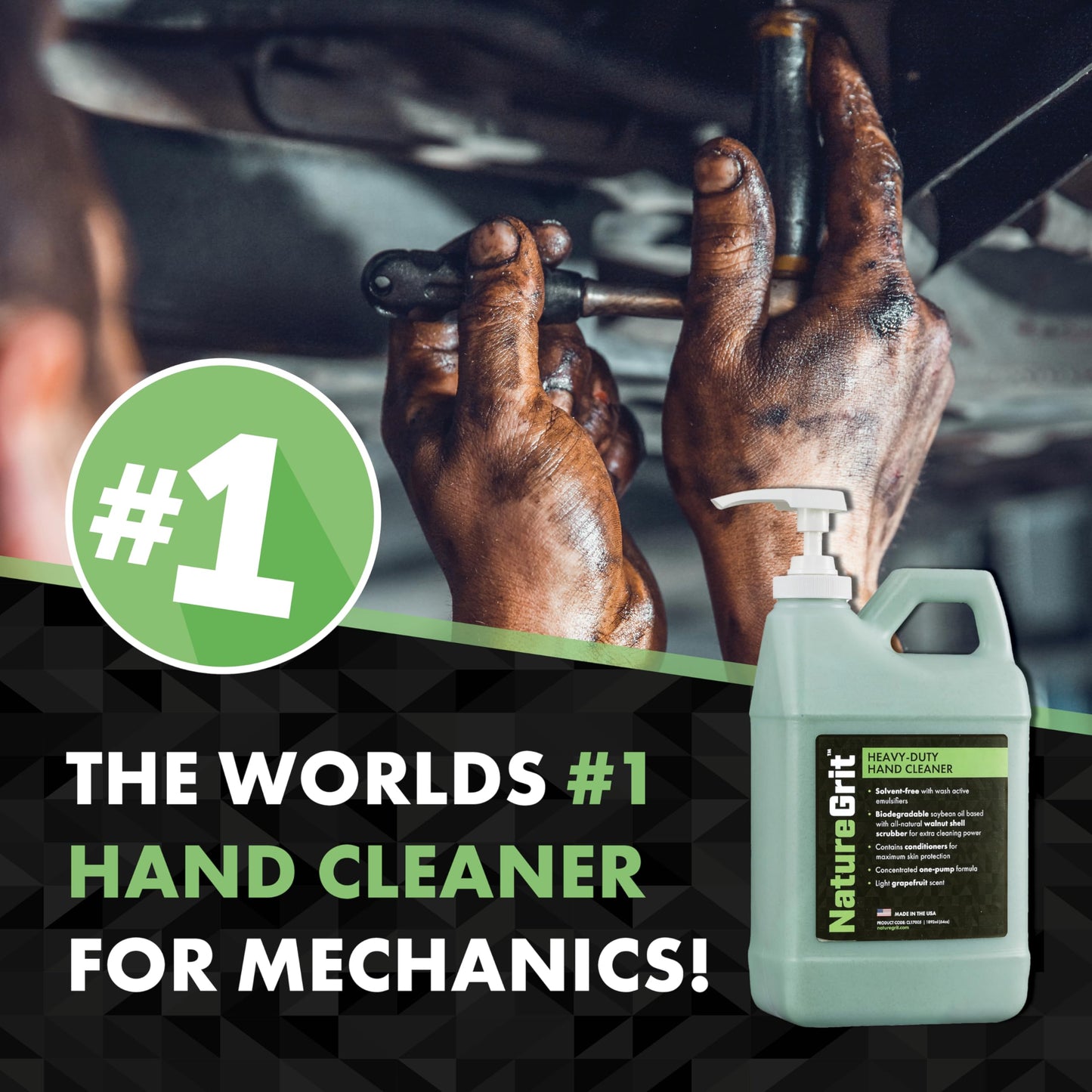 NatureGrit - Heavy Duty Industrial Hand Cleaner Pump-top - Walnut Shell Conditioners for Skin Protection for Auto Mechanics, Manufacturing, and Anyone Beauty & Personal Care NatureGrit