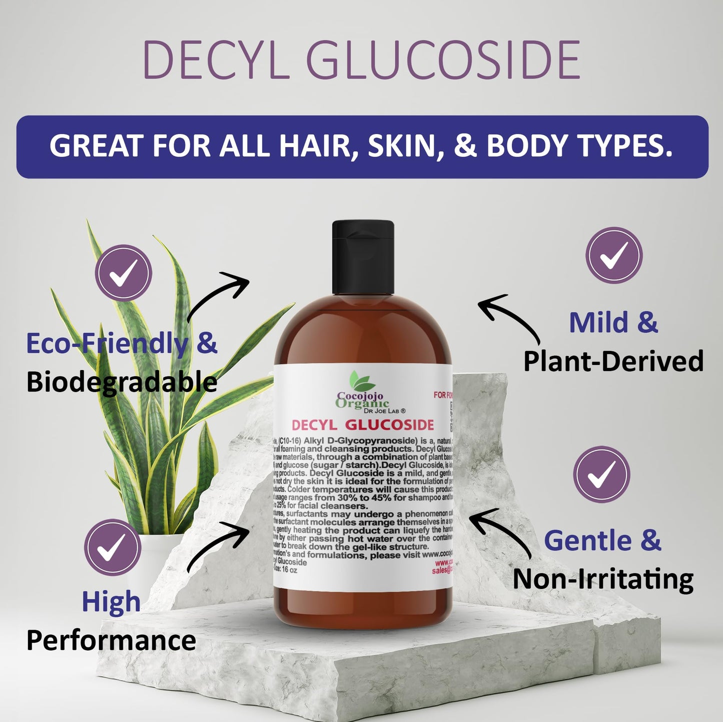 Dr Joe Lab Decyl Glucoside Natural Surfactant - Surfactants for Soap Making, Lauryl Glucoside, DIY Shower Gel, Skin Care, Body and Face Wash, Plant Beauty & Personal Care Dr Joe Lab