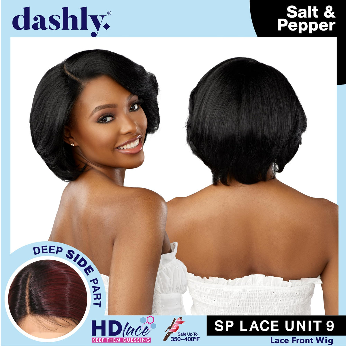 Sensationnel Dashly Lace Saltandpepper Wig-Sp Unit 9, LIGHTASHBROWN