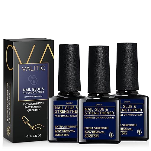 Valitic Strong Nail Glue and Strengthener for Acrylic and Press On Nails - Quick Dry Brush On Gel for Long Lasting Effect - Adhesive Nail Bond Beauty & Personal Care VALITIC