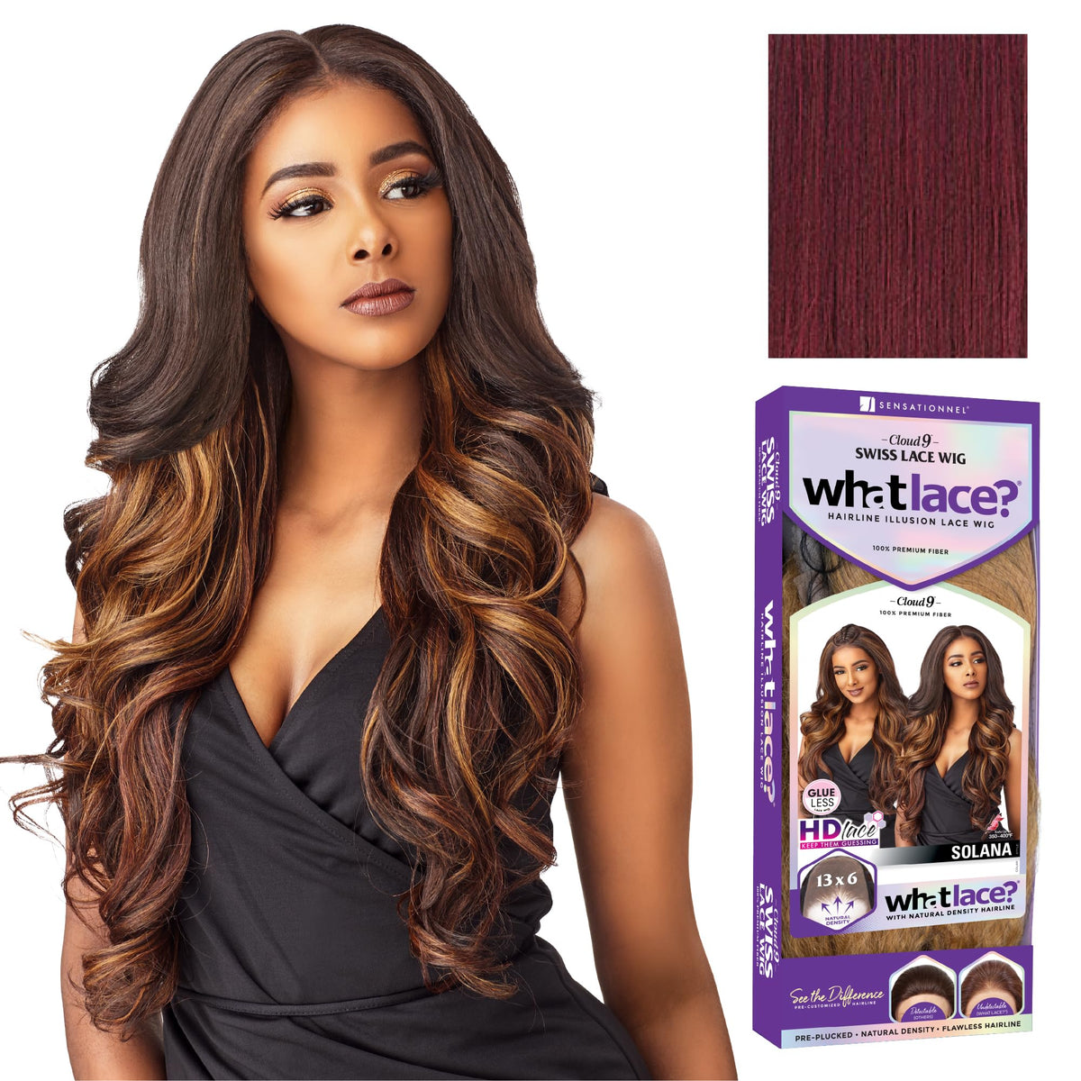Sensationnel What Lace 13x6 Wig-Solana, BURGUNDYWINE