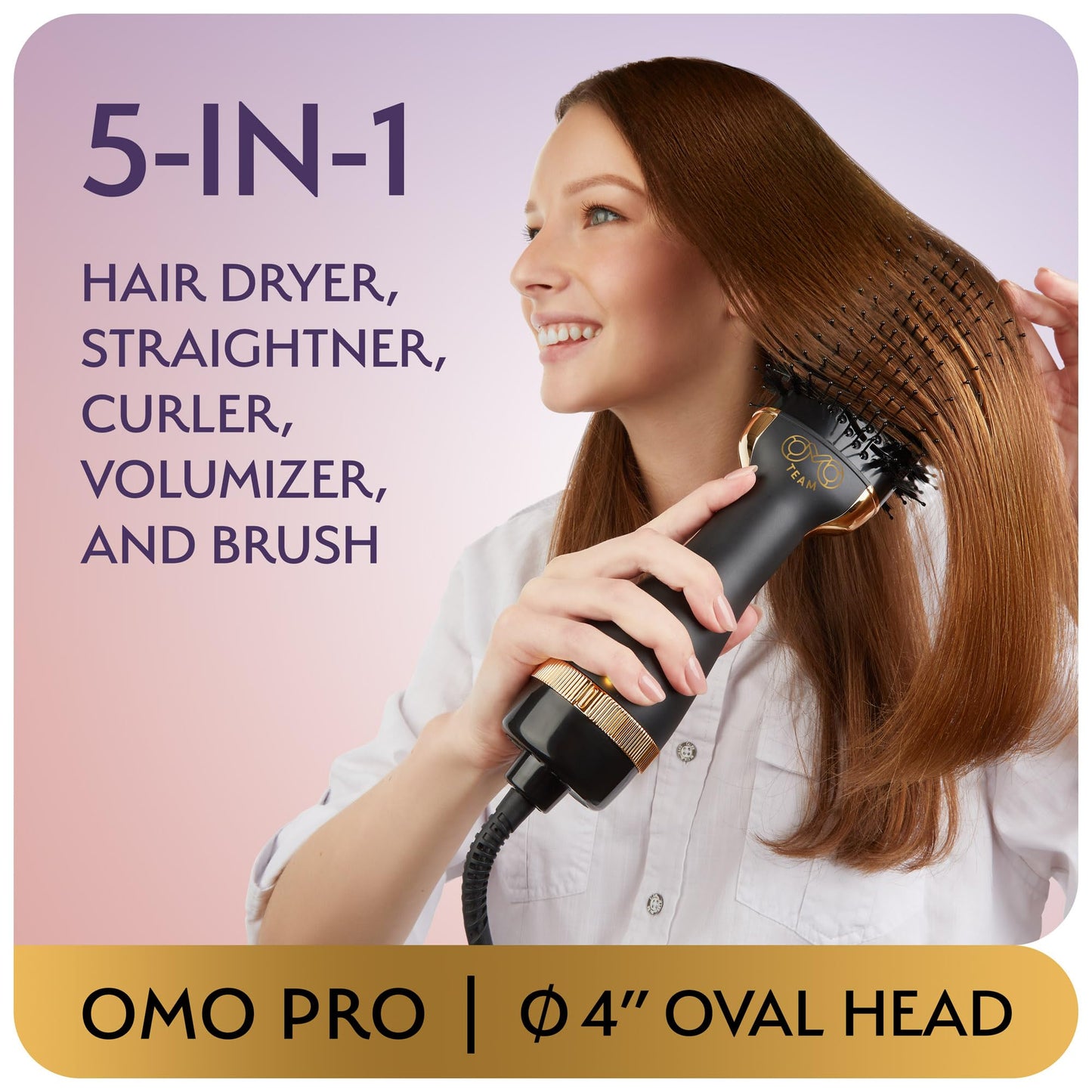 Professional Blowout Hair Dryer Brush, Black Gold Dryer and Volumizer, Hot Air Brush for Women, 75MM Oval Shape (Black Gold) Beauty & Personal Care OMOteam