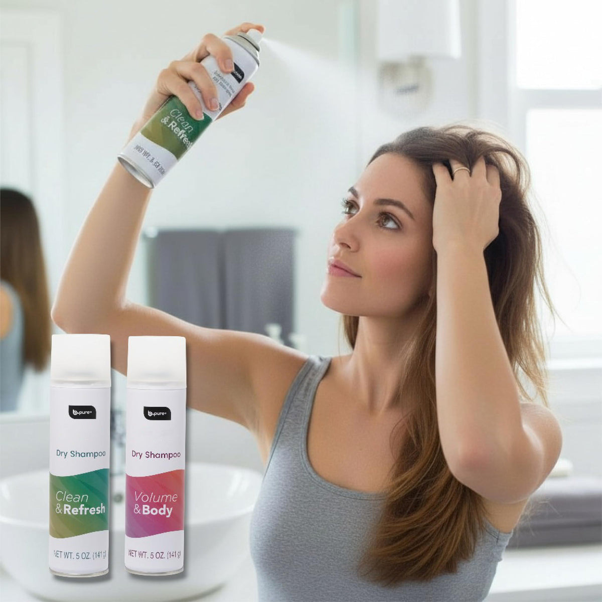 b.pure Dry Shampoo, Clean and Refresh, Absorbs Oil to Clean Hair Without Washing, 5 oz, 4-Pack