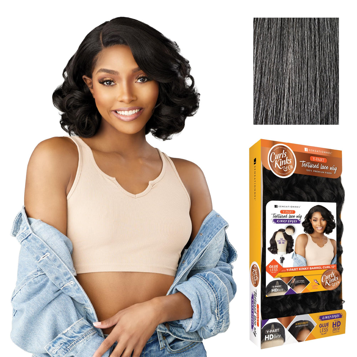 Sensationnel Curls Kinksandco Kinkyedges Wig-Kinky Barrel Curl 12 Inch, M44