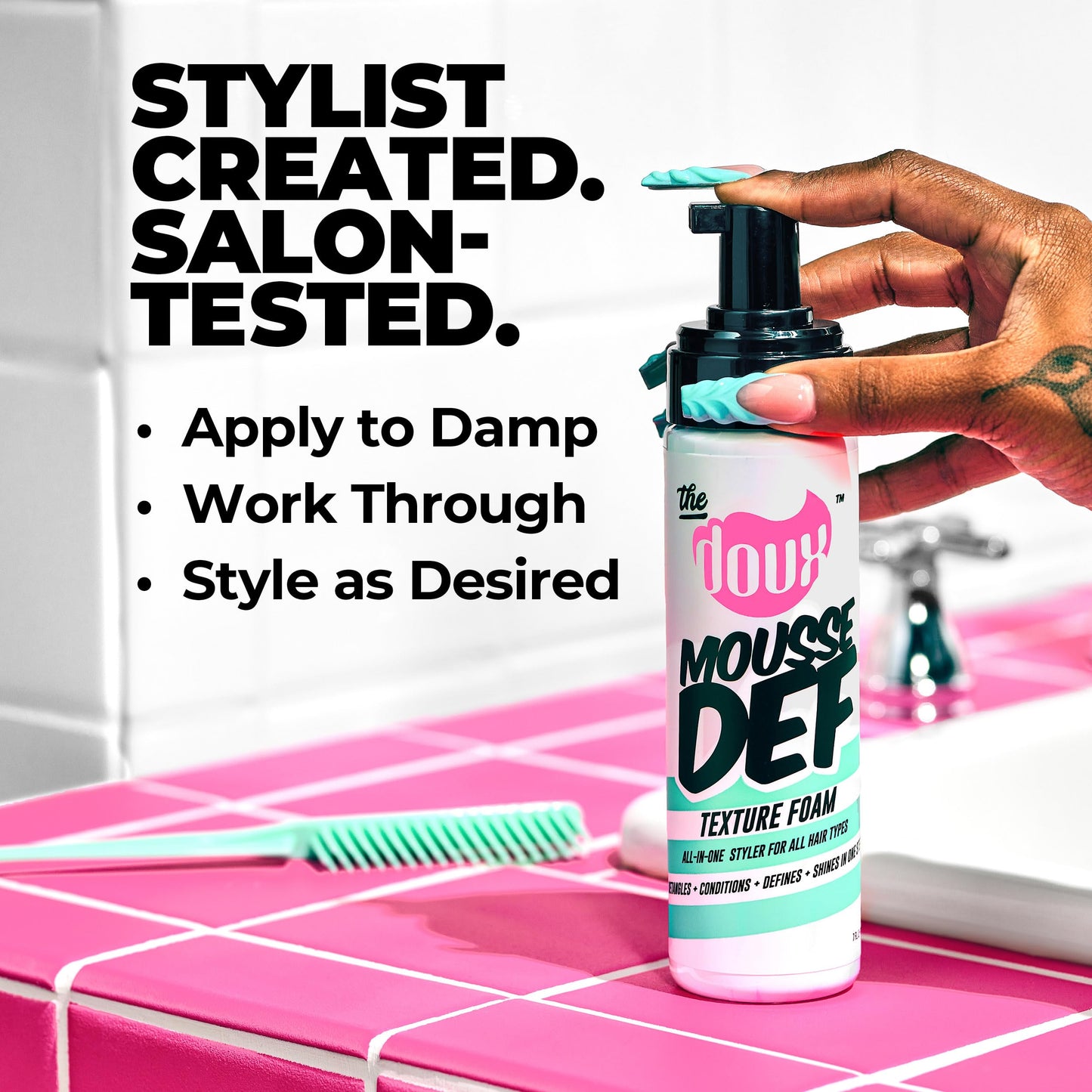 The Doux Multi-Use Mousse for Curly Hair - The Doux Mousse Def Texture Foam for Styling, Curl Definition, Volume & Shine - Curl Cream Alternative Beauty & Personal Care The Doux