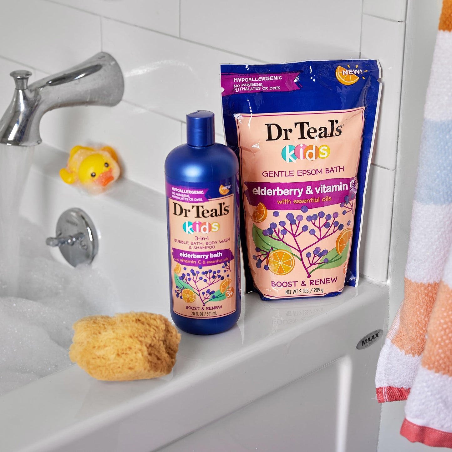 Dr Teal's Kids 3-in-1 Elderberry Bath: Bubble Bath, Body Wash & Shampoo, 20 fl oz. Beauty & Personal Care Dr Teal's