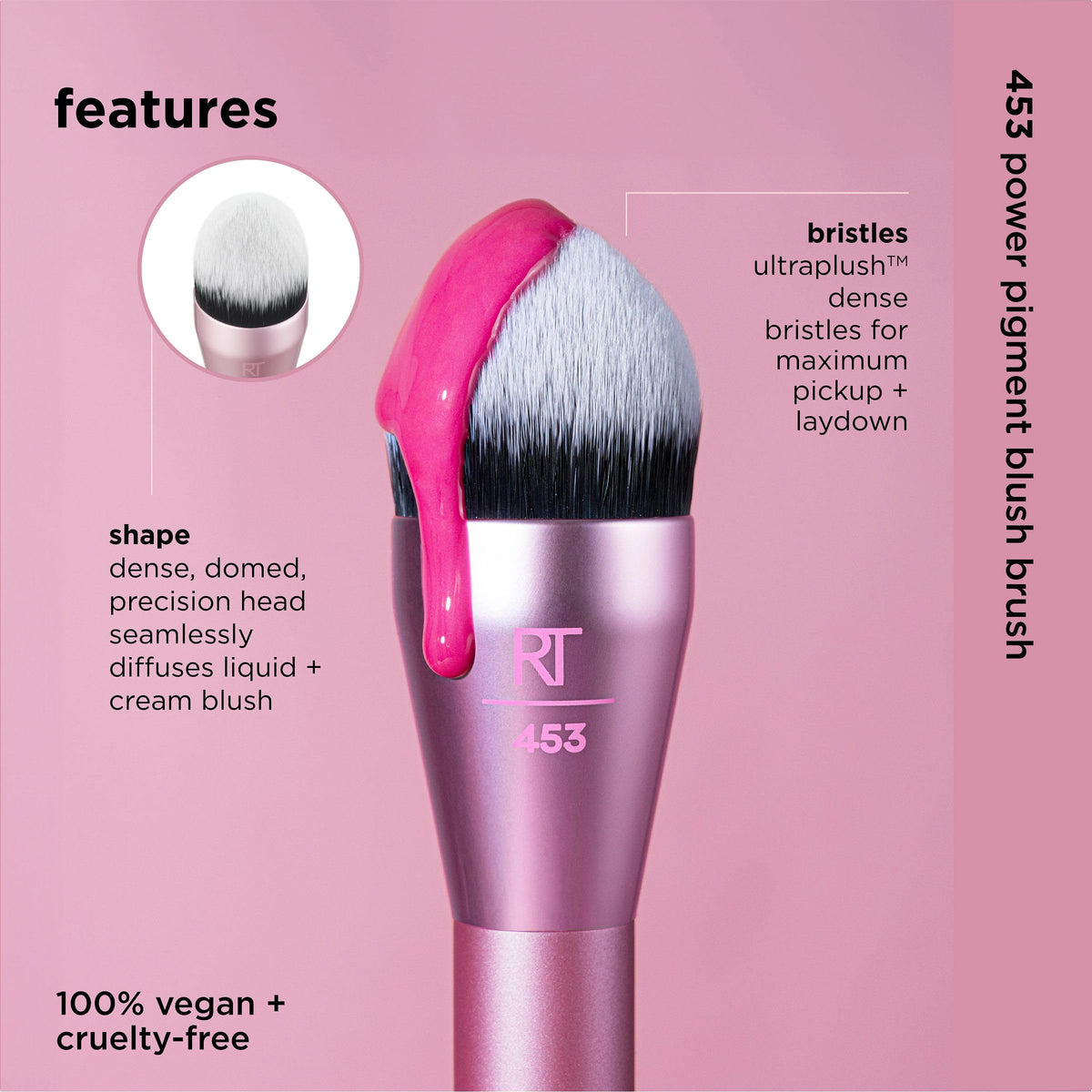 Real Techniques Power Pigment Blush Makeup Brush, 1 Count