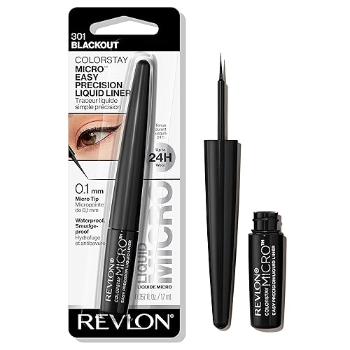 REVLON ColorStay Micro Easy Precision Liquid Eyeliner, Waterproof, Smudgeproof, Longwearing, Stocking Stuffer for Her, 301 Blackout, 0.057 fl oz Beauty & Personal Care REVLON