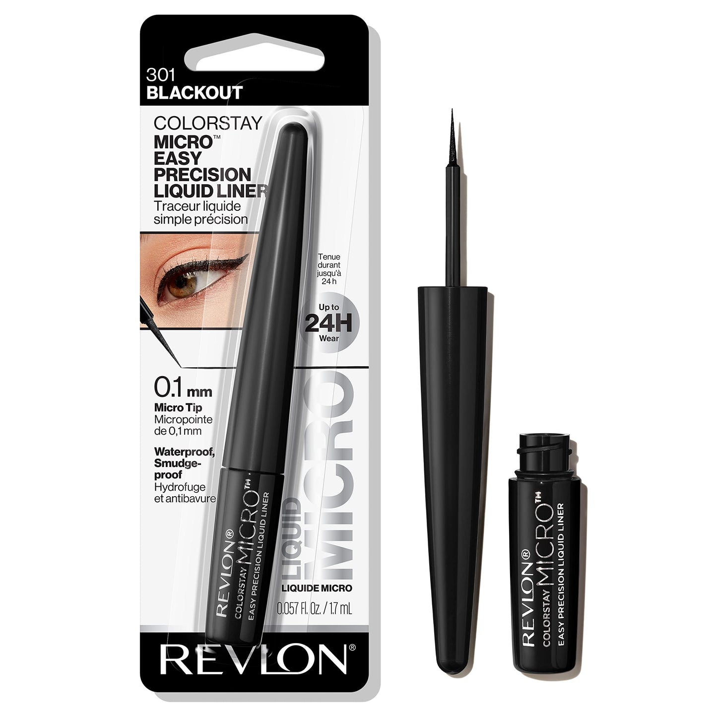 REVLON ColorStay Micro Easy Precision Liquid Eyeliner, Waterproof, Smudgeproof, Longwearing, Stocking Stuffer for Her, 301 Blackout, 0.057 fl oz Beauty & Personal Care REVLON