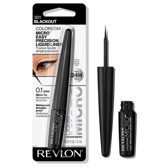 REVLON ColorStay Micro Easy Precision Liquid Eyeliner, Waterproof, Smudgeproof, Longwearing, Stocking Stuffer for Her, 301 Blackout, 0.057 fl oz Beauty & Personal Care REVLON