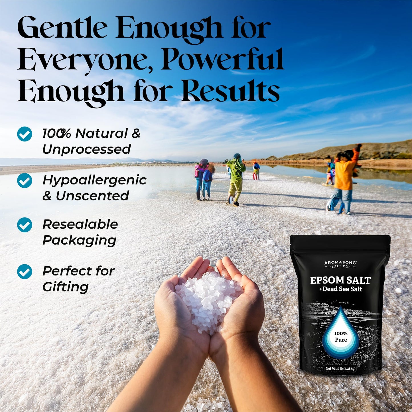 Aromasong Epsom Salt with Dead Sea Salt for Soaking - Bulk 5 Lb - 100% Pure Bath Salt, Foot & Muscle Soak Beauty & Personal Care Aromasong