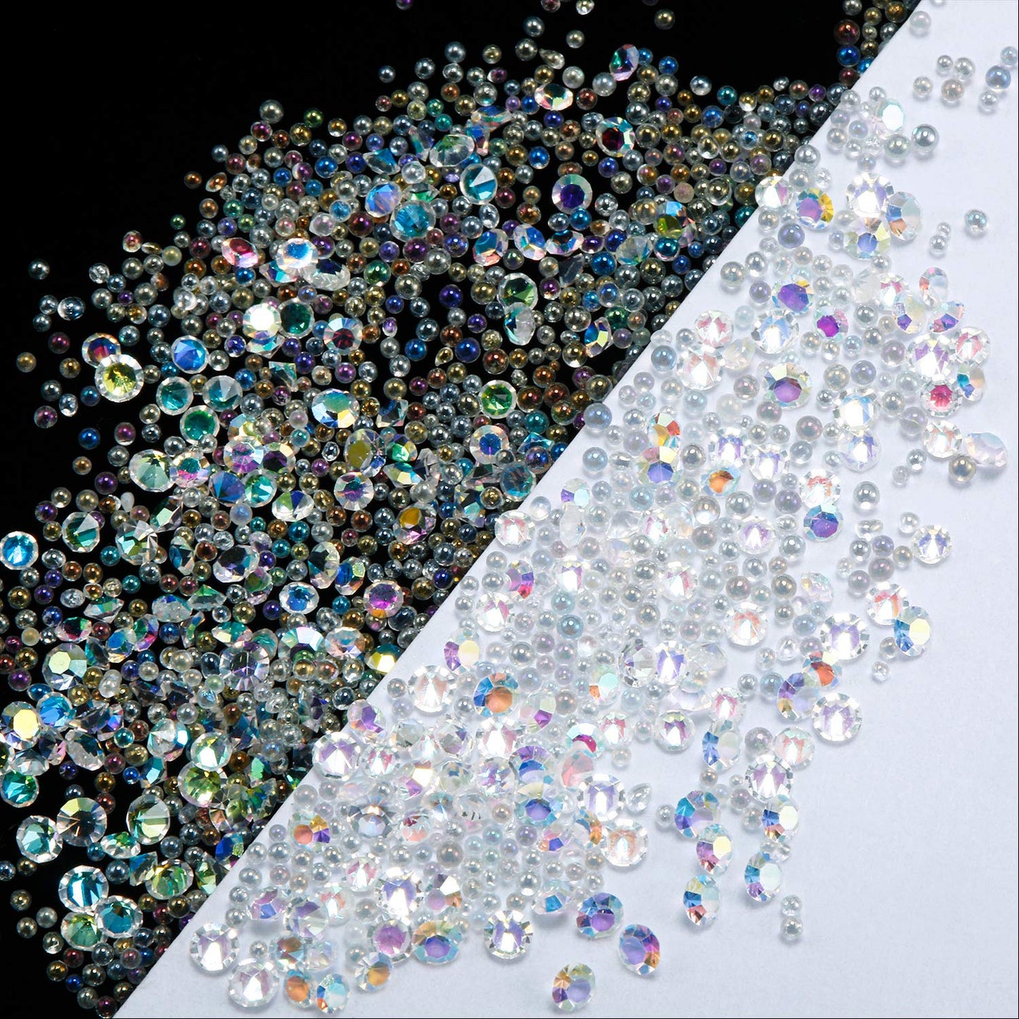 Blulu 18000 Pcs Tiny Nail Rhinestones 0.8/1.2mm Nail Charms Micro AB Glass Gems Iridescent Crystal Pixie Caviar Bead Diamonds Gravel for Art Manicure Beauty & Personal Care Blulu