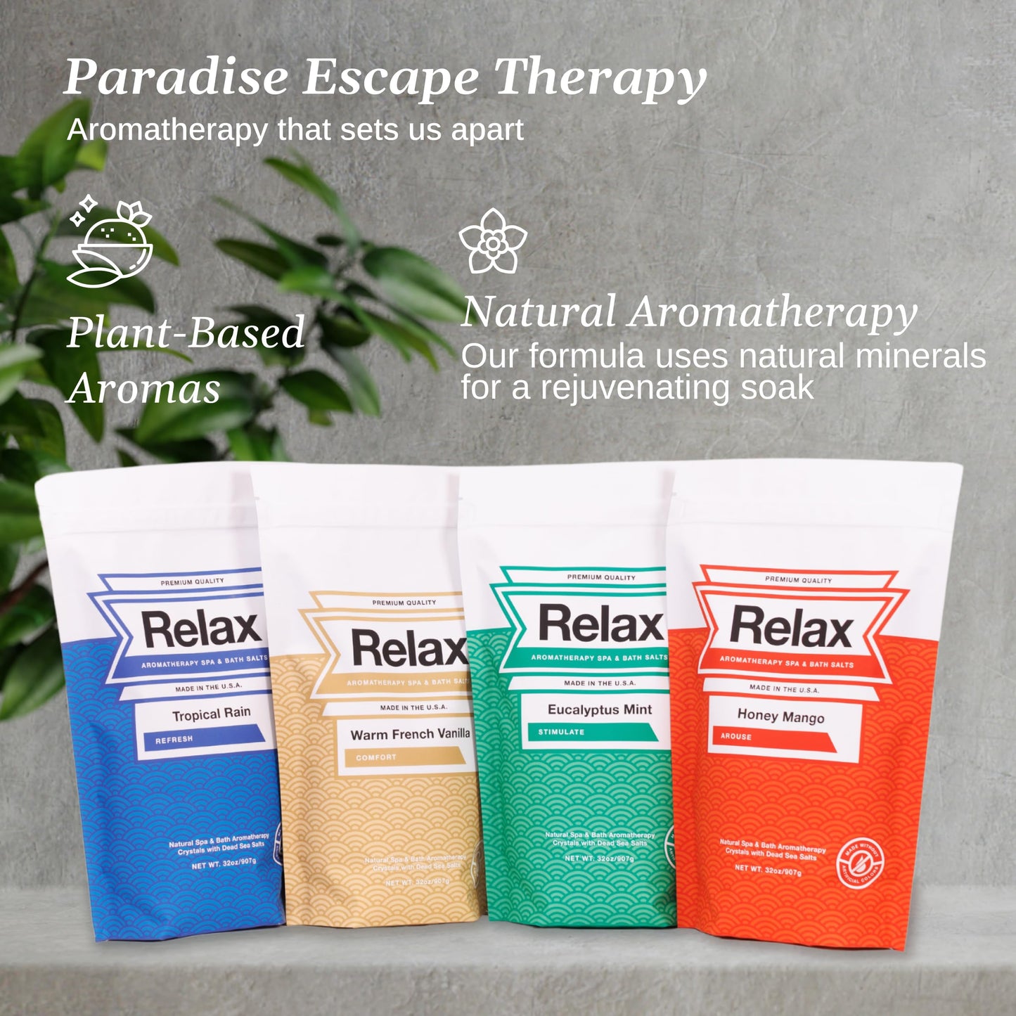 Relax Spa & Bath Aromatherapy Bath Salts Variety Pack for Hot Tub, Bath, or Spa, Infused with Magnesium, Bath Salt for Soaking, Four 2LB Bags Beauty and Personal Care Relax Spa & Bath