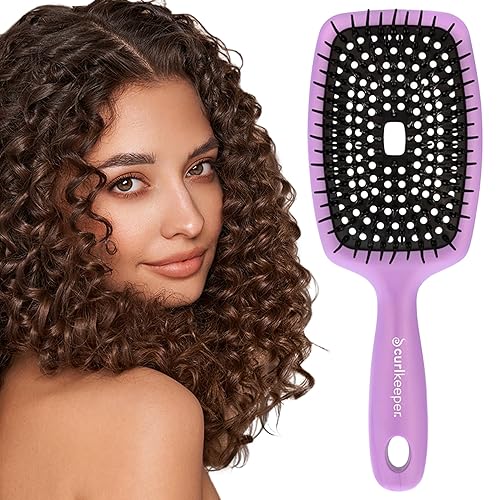 Curl Keeper Flexy Hair Brush, Purple - Detangling Hair Brush with Flexible Bristles for Shower Use, Combing Through Curls & Removing Tangles Beauty & Personal Care Curl Keeper