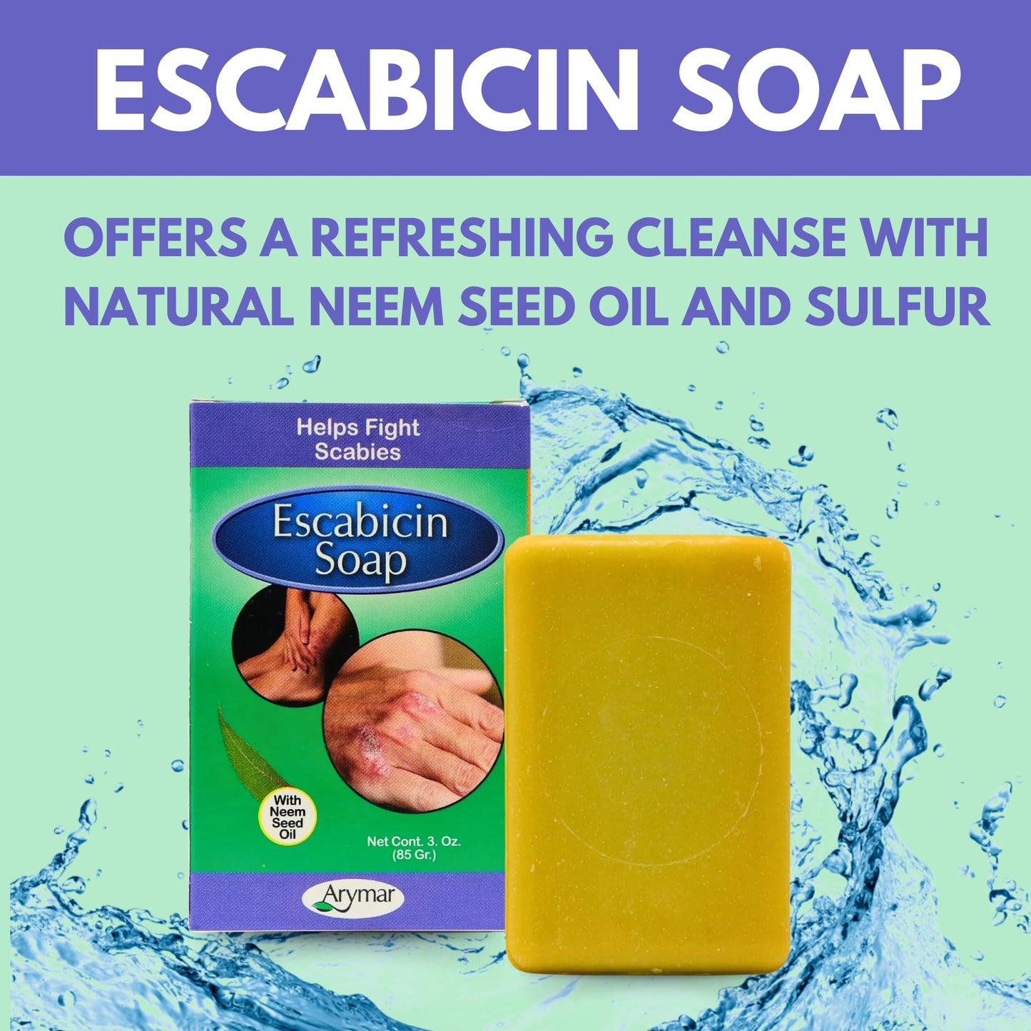 Arymar Escabicin Sulfur Soap Bar with Neem Oil: 3 oz Deep Cleansing Formula for Oily Skin, Natural Bar for Body and Face, Helps Clear Pores Beauty & Personal Care Arymar