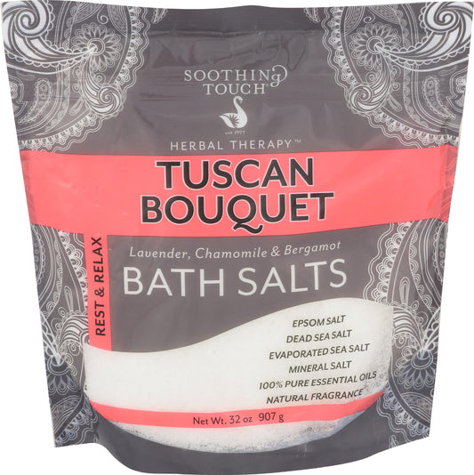 Soothing Touch Rest & Relax Tuscan Bouquet Bath Salts Lavender Chamomile & Bergamot, Floral, 32 Oz Beauty and Personal Care Soothing Touch