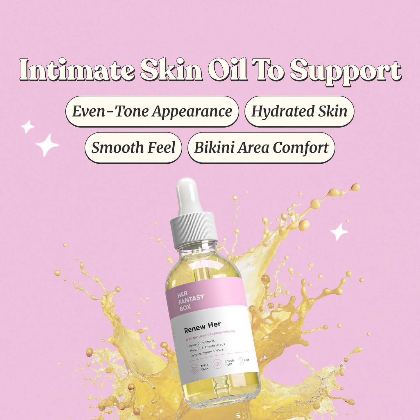 Her Fantasy Box Renew Her | Natural Rejuvenating Yoni Oil for Dark Spots, Ingrown Hair, and Skin Brightening - Nourishing, Moisturizing Formula Beauty and Personal Care Her Fantasy Box