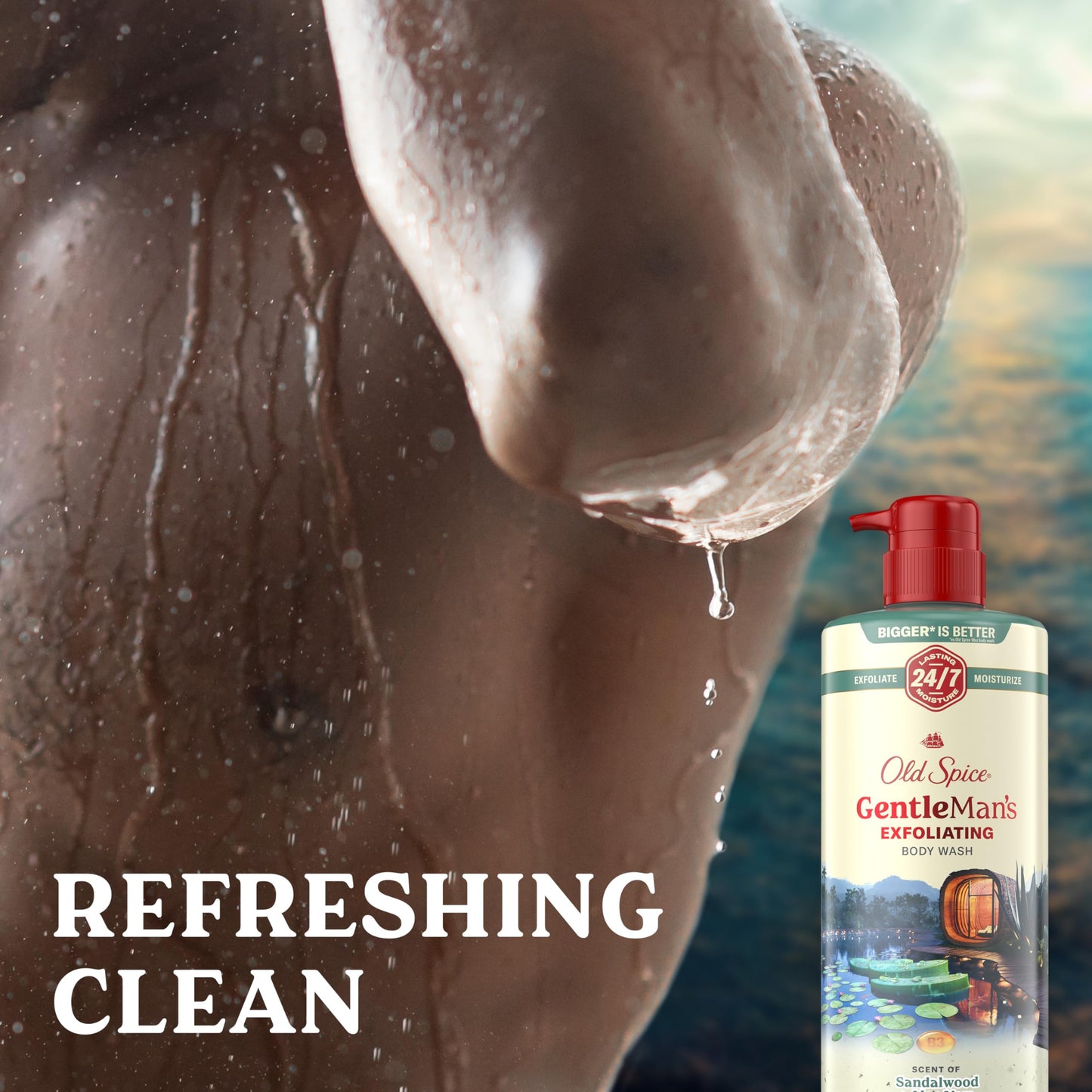 Old Spice GentleMan's Exfoliating & Moisturizing Body Wash for Men, 24/7 Shower Fresh with Long Lasting Scent, Renewing Vitamin B3 Blend, Sandalwood + Beauty & Personal Care Old Spice