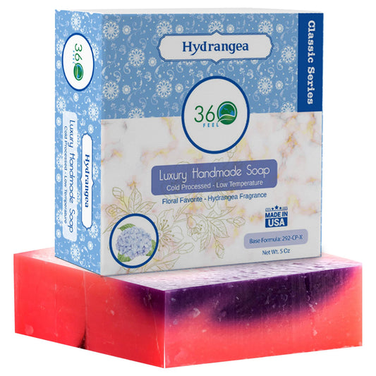 360Feel Hydrangea Soap - Made in The USA - Castile Handmade All Natural Cold Processed - Infused with Hydrangea Scent for Gentle Cleanse & Rich Beauty & Personal Care 360Feel