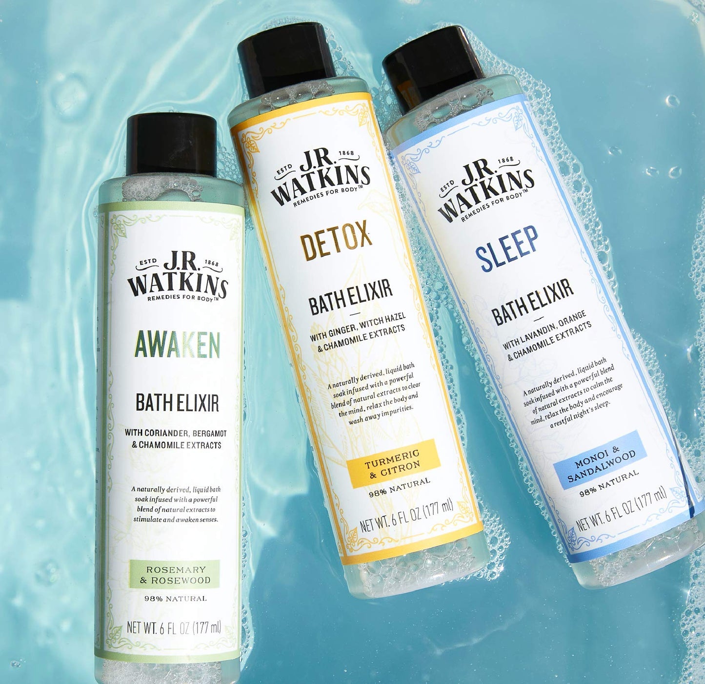 J.R. Watkins Awaken Bath Elixir, Liquid Bath Soak, Rosemary & Rosewood with Natural Extracts, No Salt, No Residue, 6 oz Beauty and Personal Care J.R. Watkins