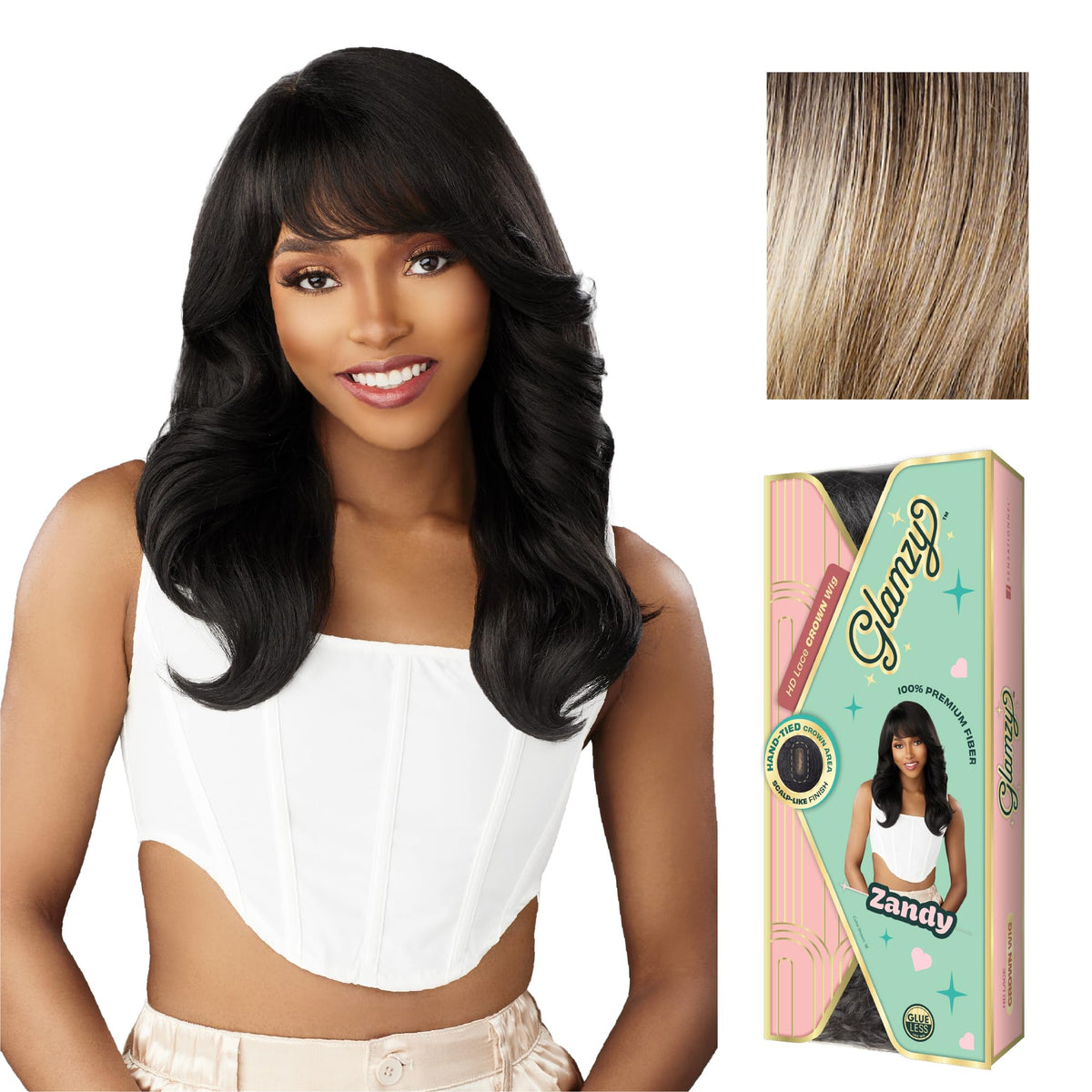 Sensationnel Glamzy Lace Crown Wig-Zandy, BALAYAGEASHBLONDE