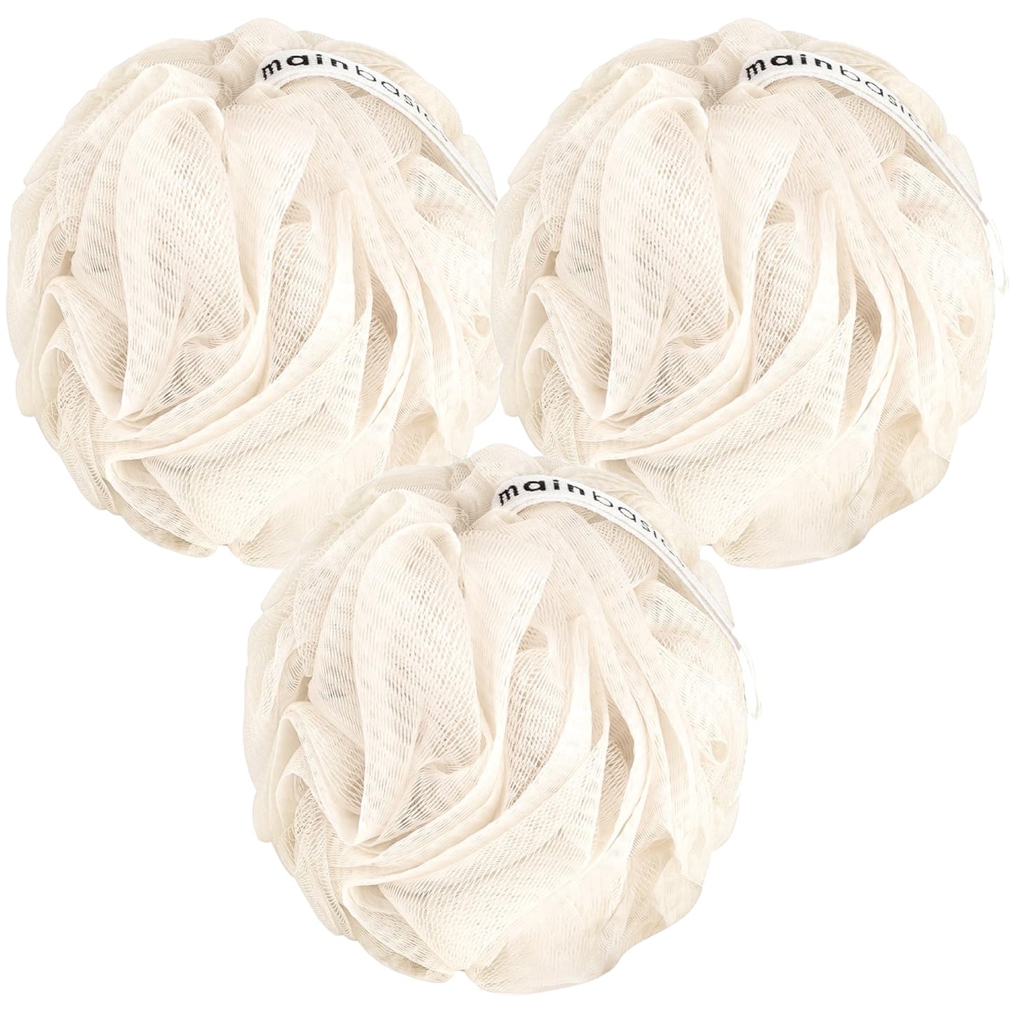MainBasics Seaweed Infused Bath Shower Loofah Sponge Pouf Body Wash Scrubber (Set of 3) Beauty & Personal Care MainBasics
