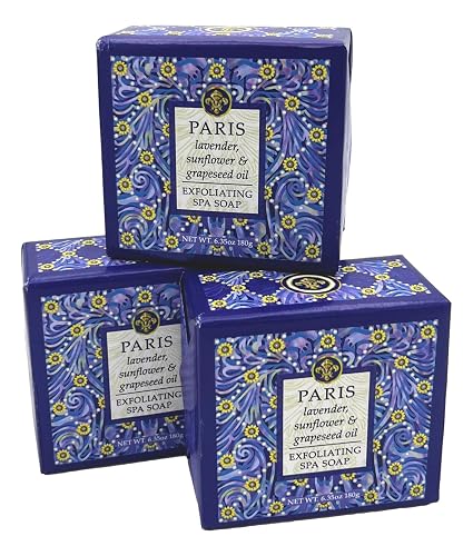 Greenwich Bay Trading Co., Paris Exfoliating Spa Soap, Set of 3 Square Bars, 6.35 Ounces Each Beauty & Personal Care Greenwich Bay